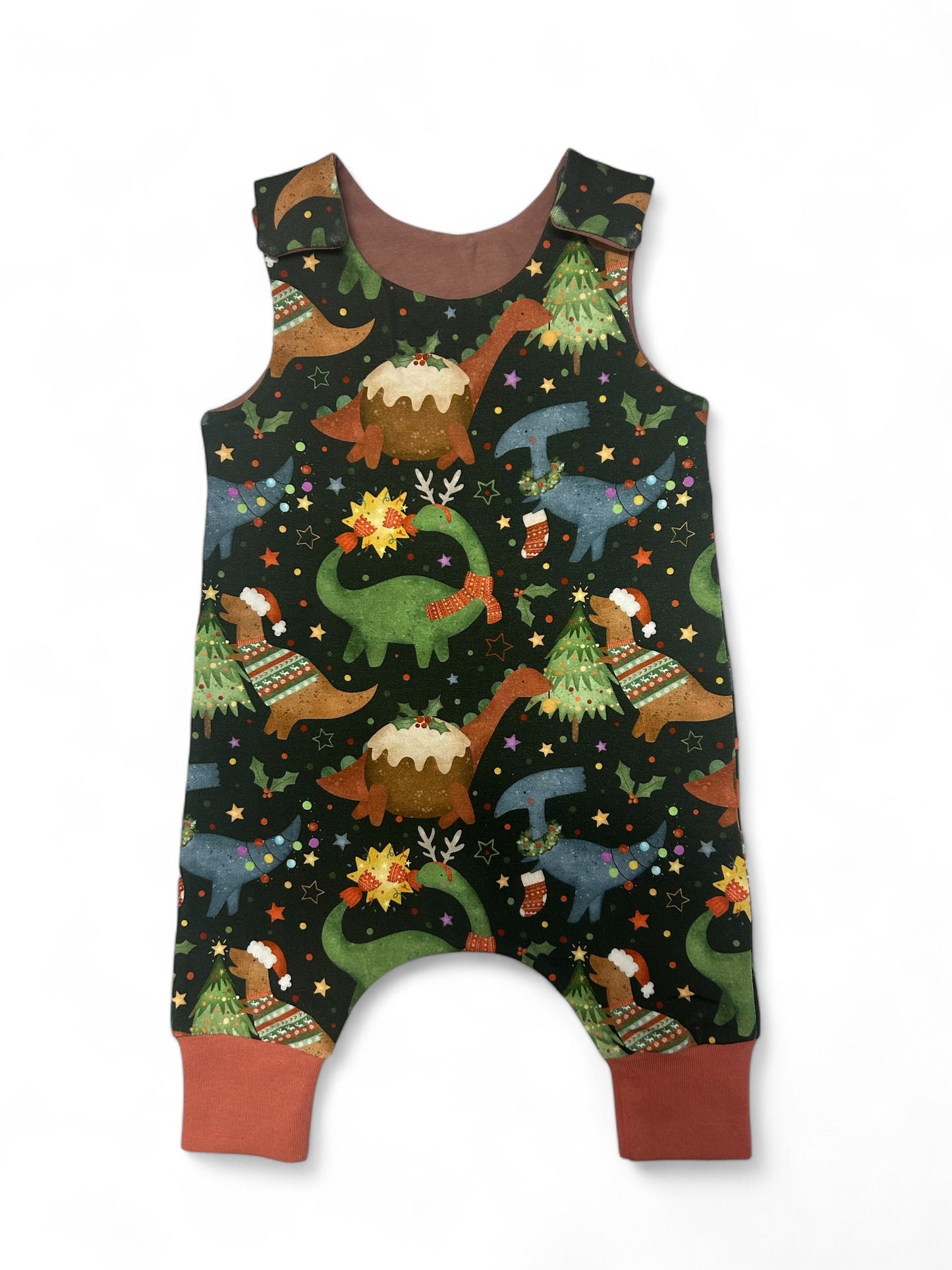 Pre Order - Charcoal Christmas Dino's Baby & Toddler Jersey Romper - due in mid November