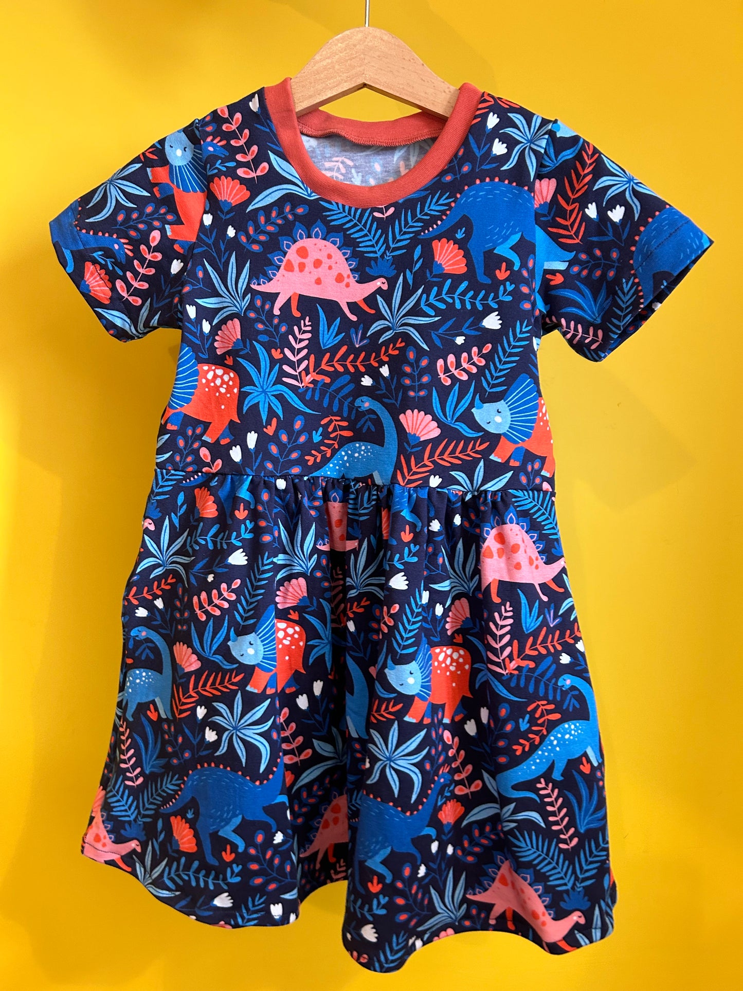 Blue Fauna Dinosaur Short Sleeve Baby & Toddler Jersey Dress