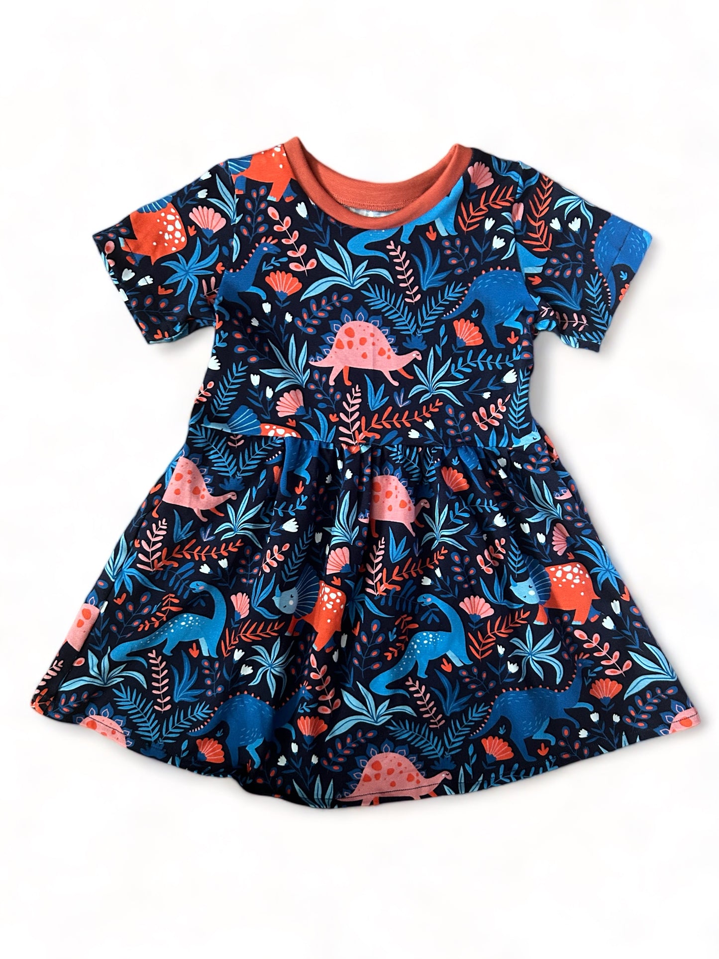 Blue Fauna Dinosaur Short Sleeve Baby & Toddler Jersey Dress
