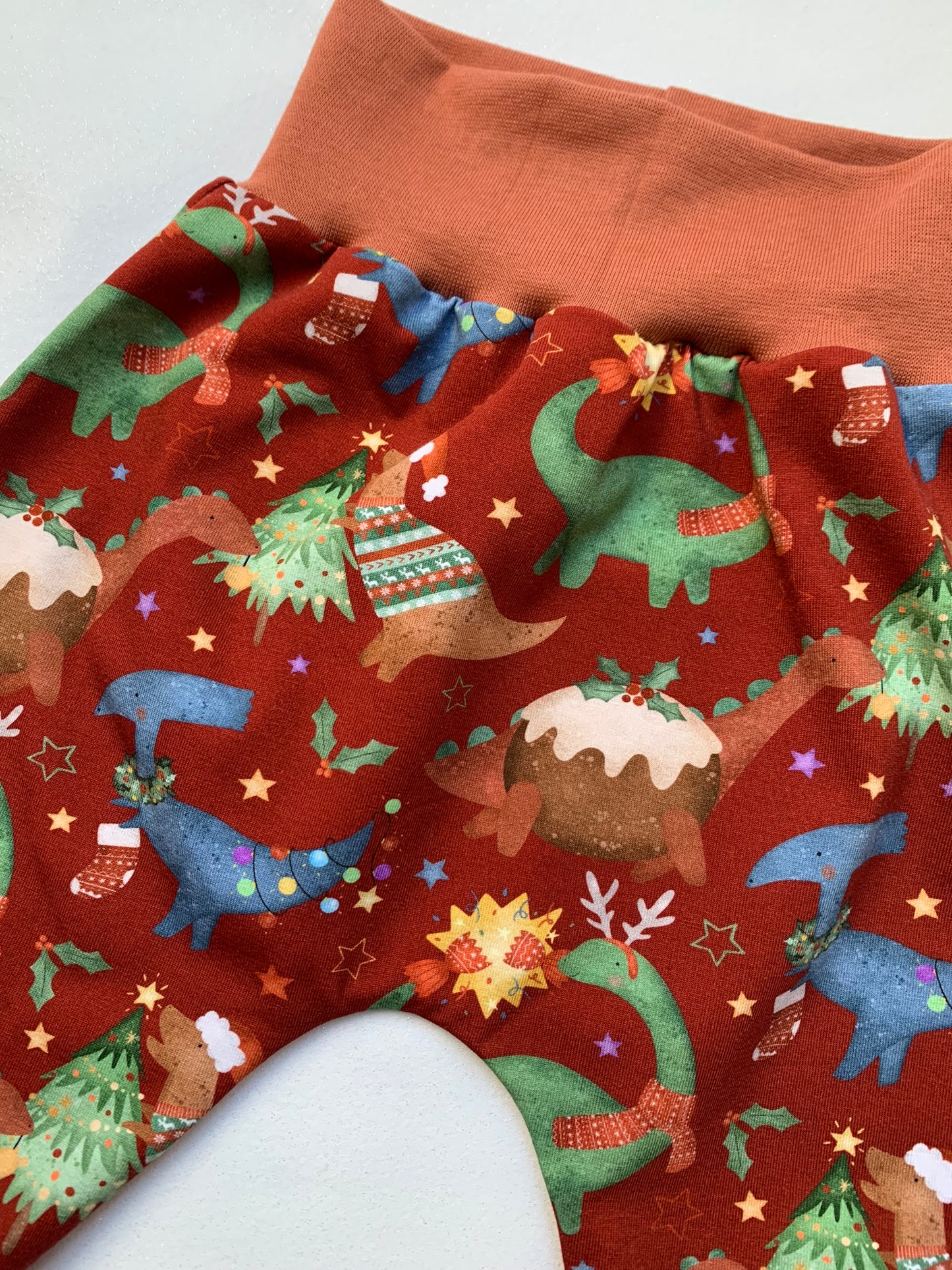 Red Christmas Dino's Jersey Baby & Toddler Harem Pants