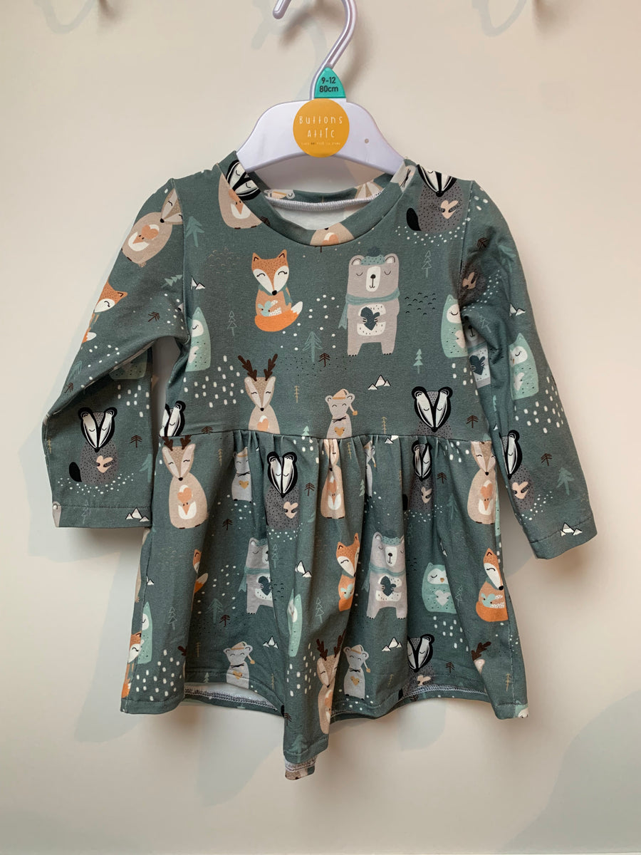 Teal Winter Animals Baby & Toddler Jersey Dress – Buttons Attic