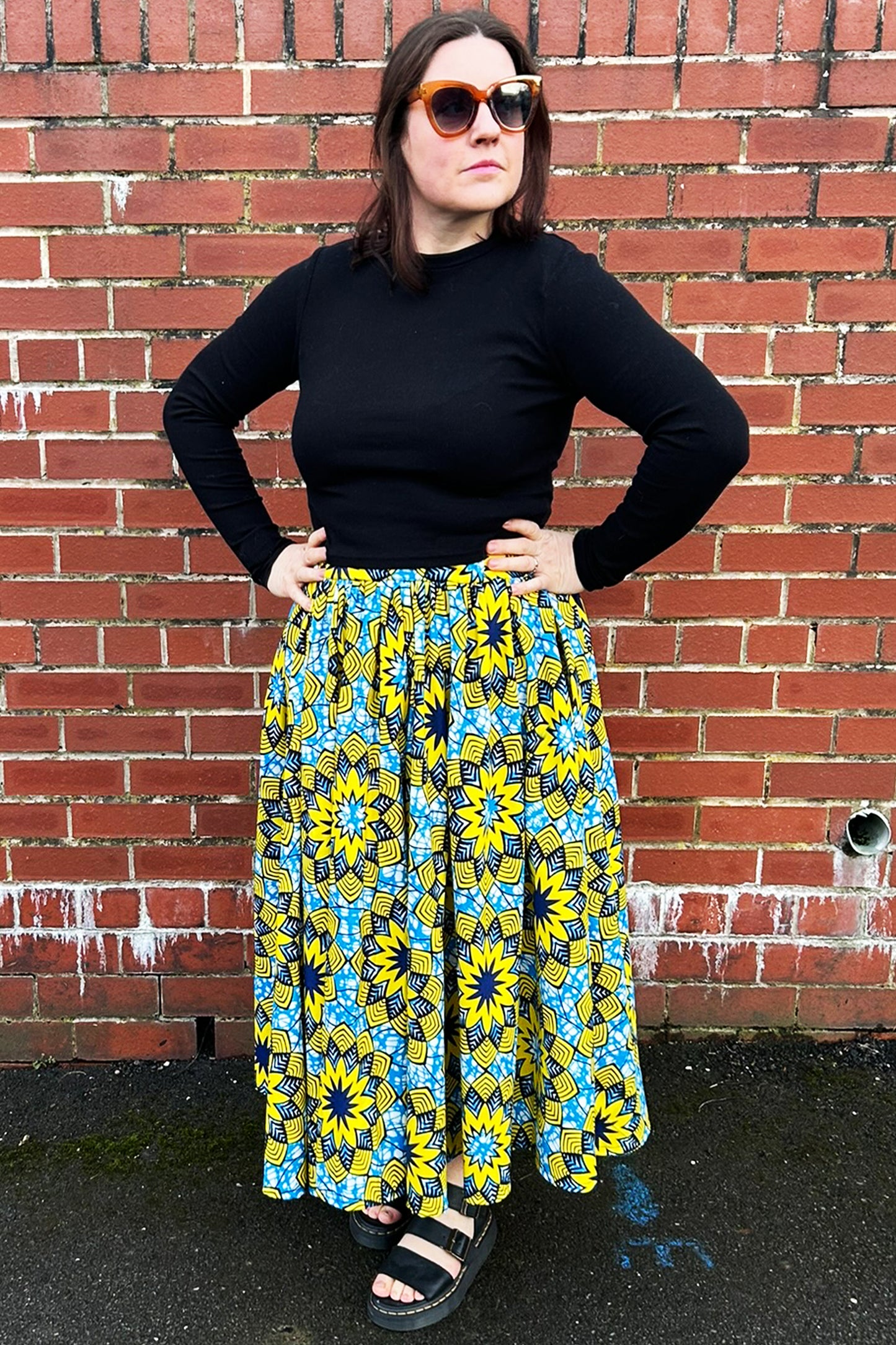 Kaleidoscopes Yellow and Blue Women's Skirt - Made to Order