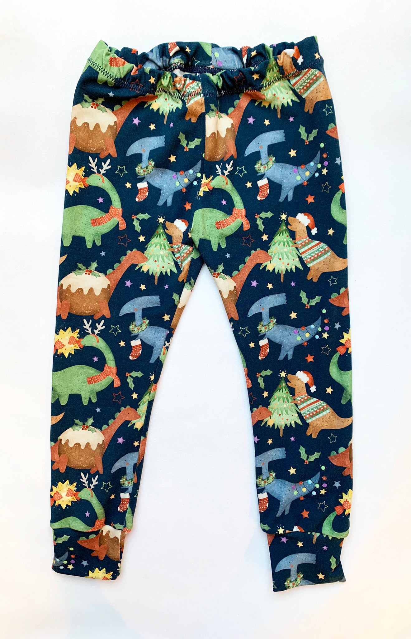 Pre Order - Navy Charcoal Christmas Dino's Toddler & Children's Jersey Leggings - due in mid November