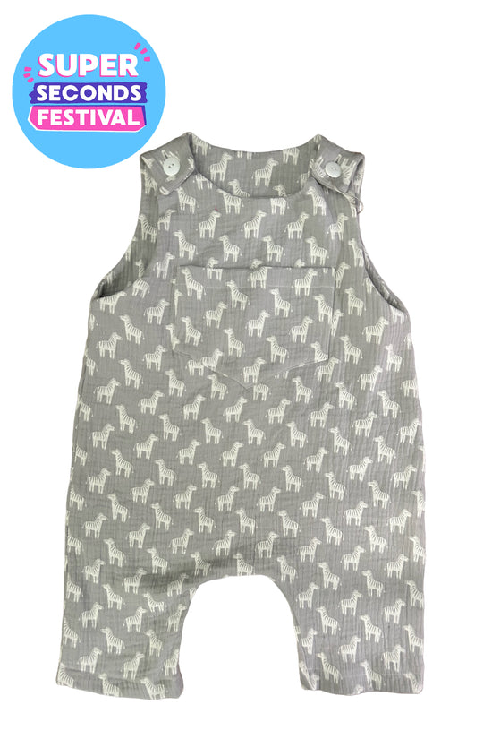 Age 2-3 yrs Light Grey Zebra Print Relaxed Fit Summer Romper