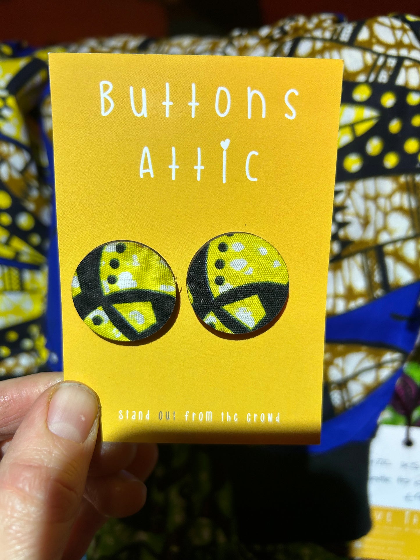 Feather Tribal African Wax Print Zero Waste Earrings