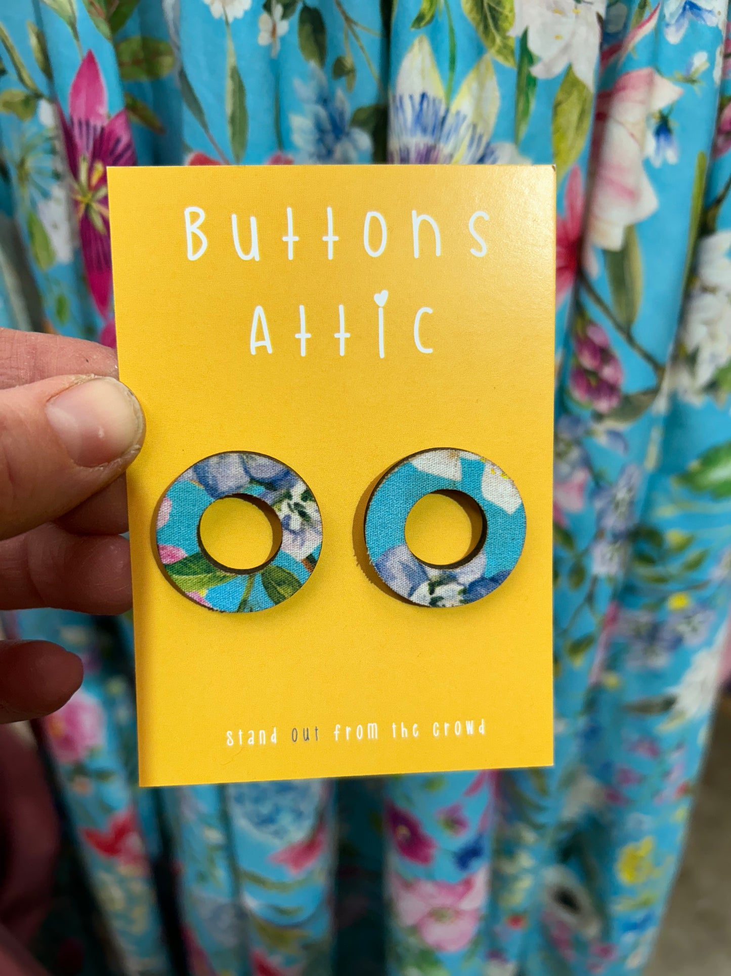 Blue Floral Print Zero Waste Earrings