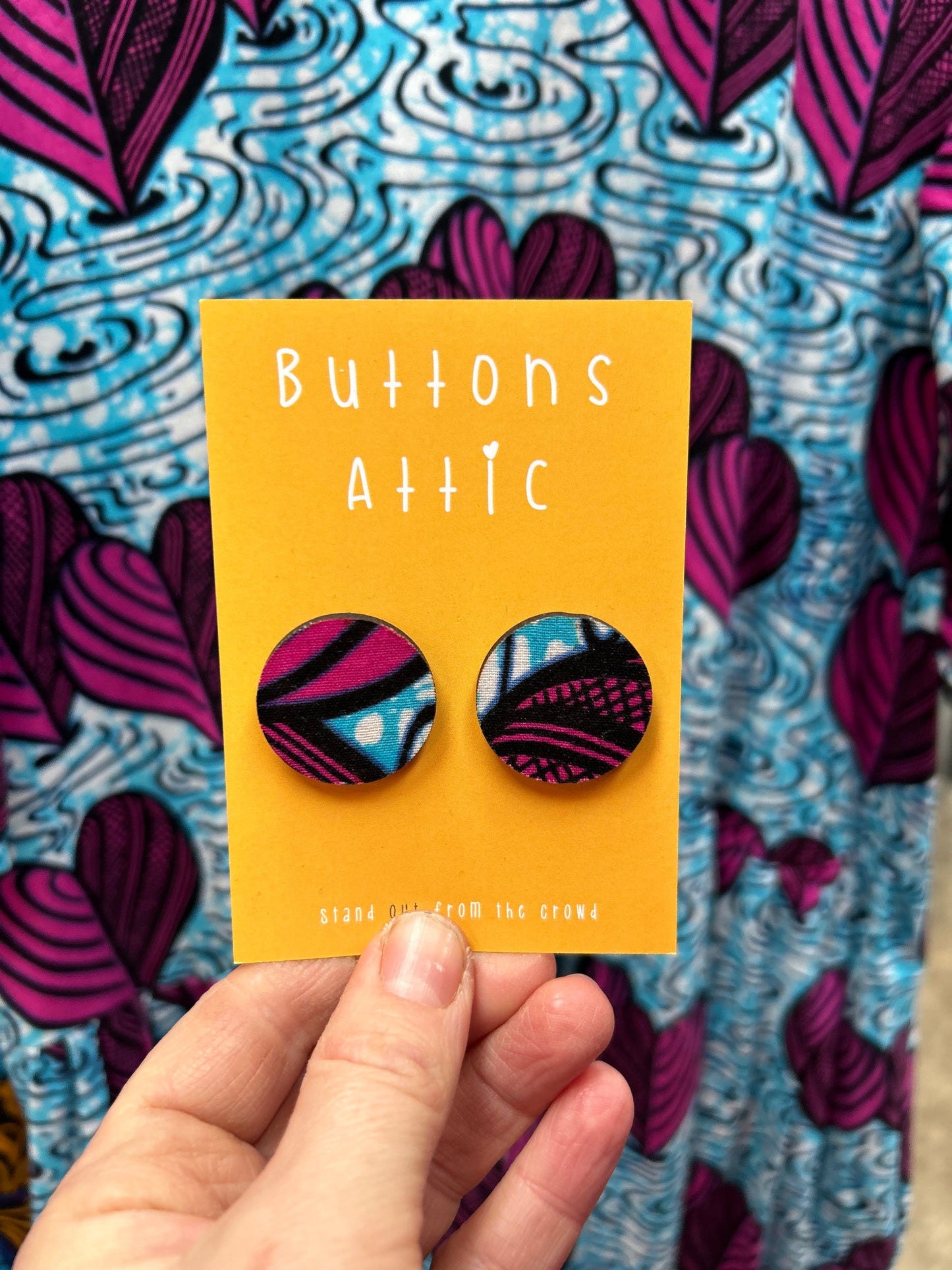 Swimming Hearts Wax Print Zero Waste Earrings