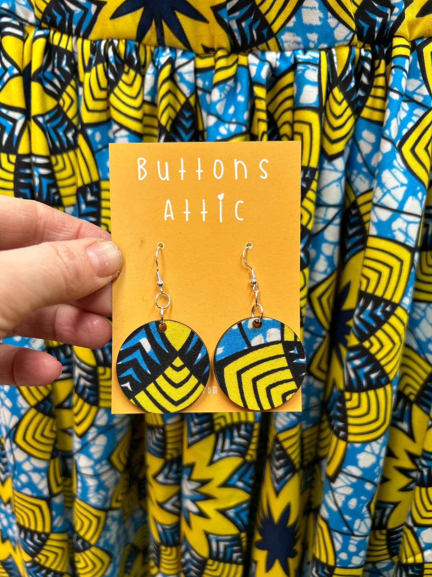 Kaleidoscope African Wax Print Zero Waste Earrings