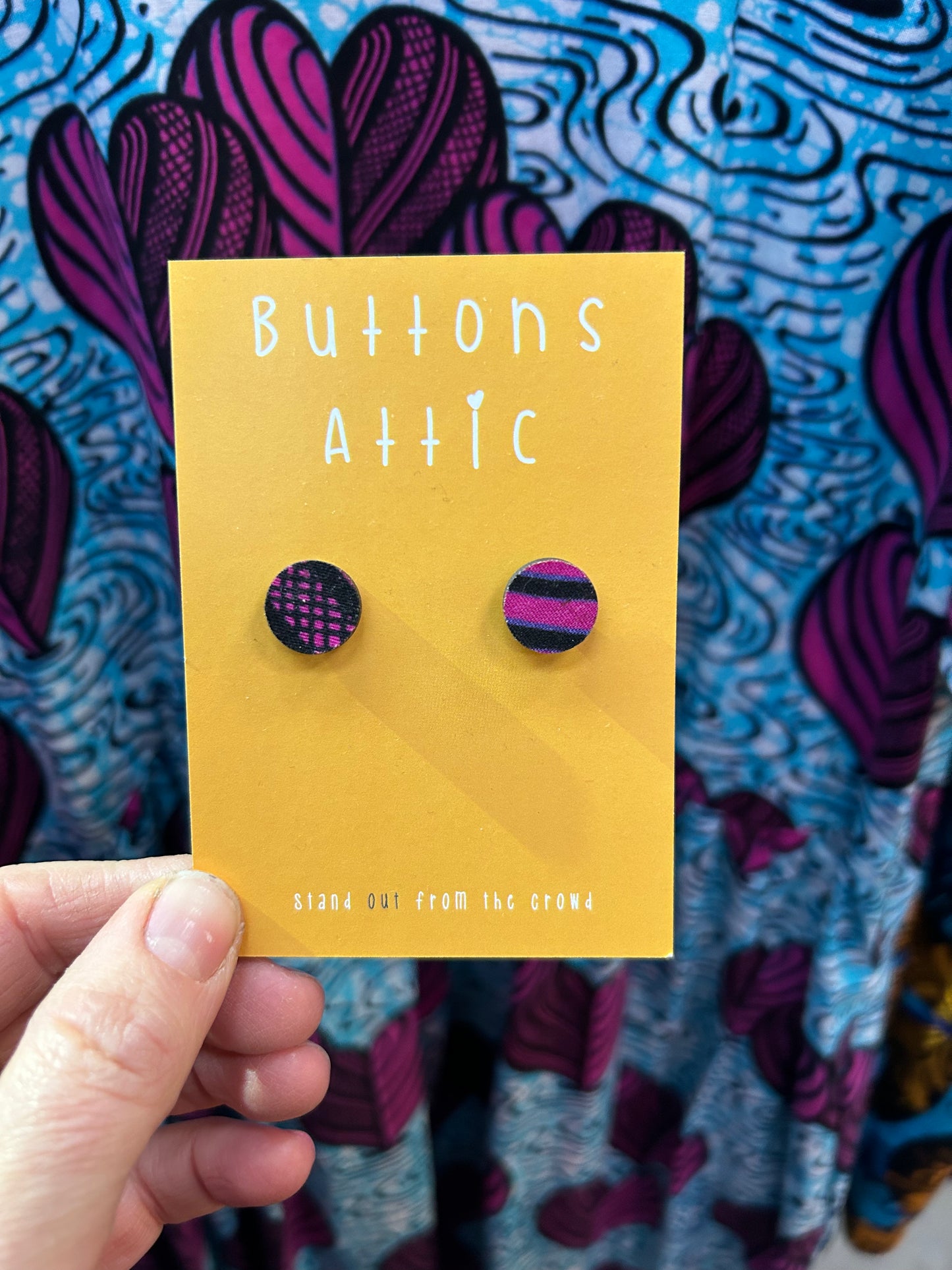 Swimming Hearts Wax Print Zero Waste Earrings