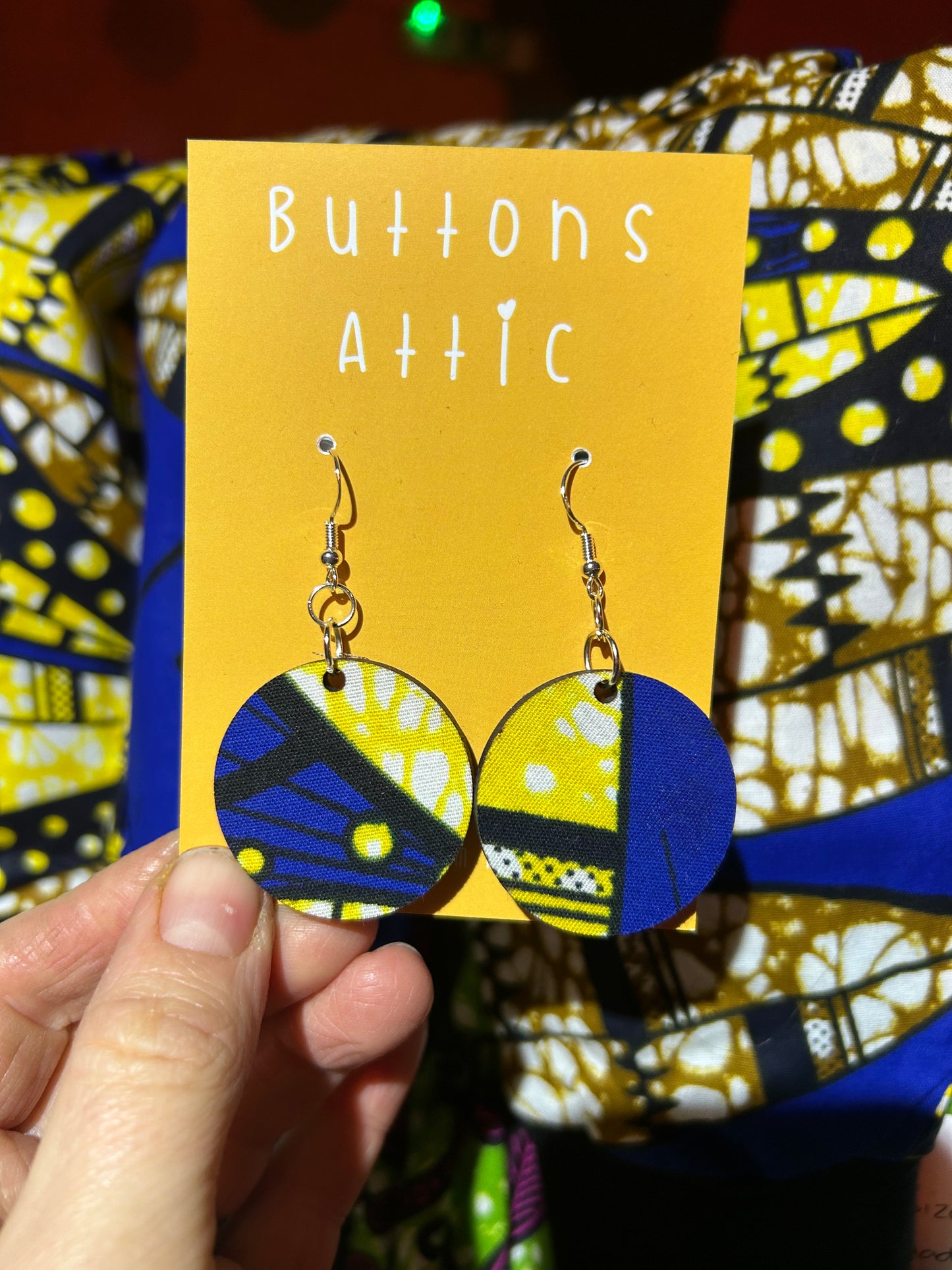 Feather Tribal African Wax Print Zero Waste Earrings