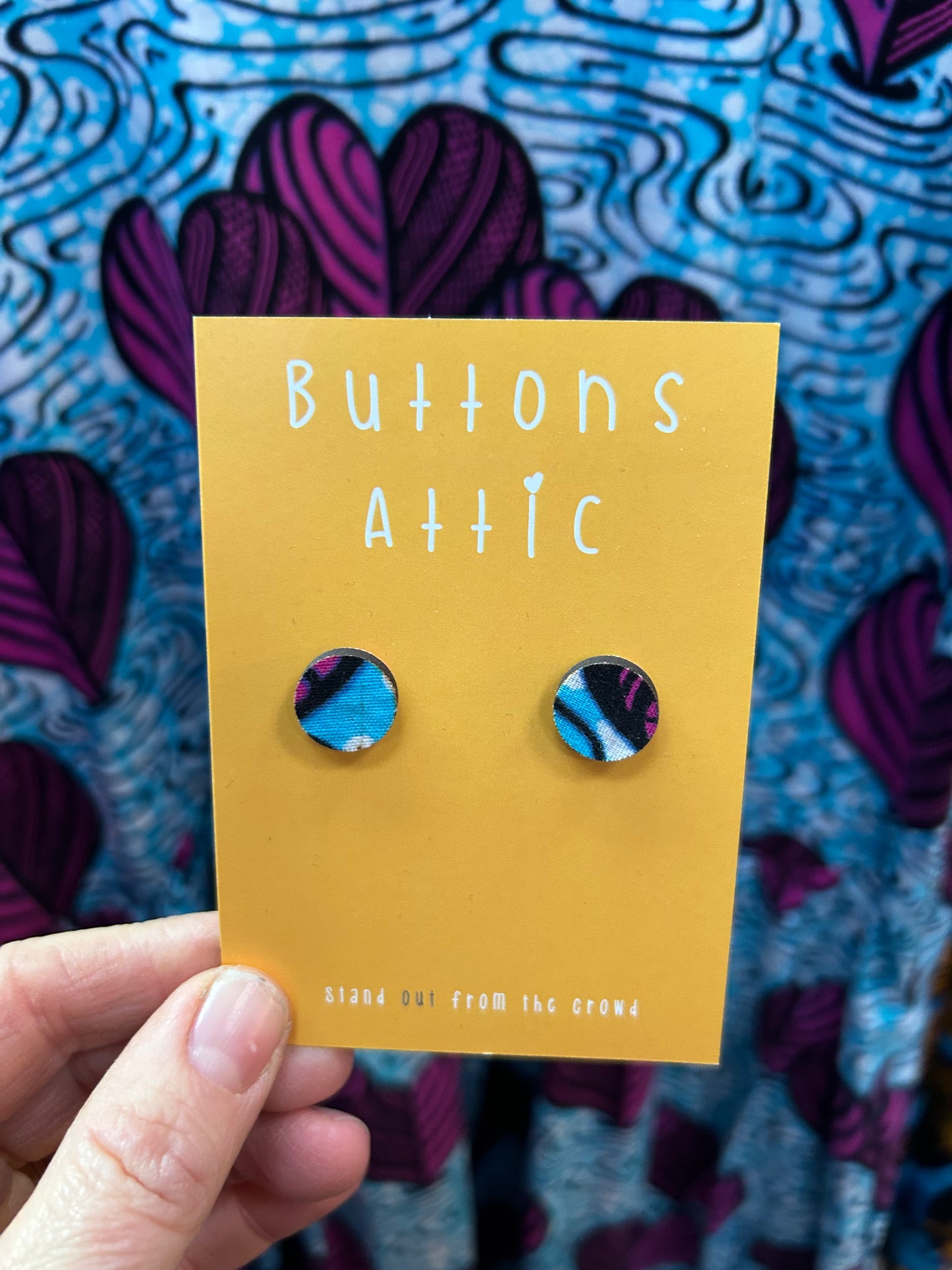 Swimming Hearts Wax Print Zero Waste Earrings