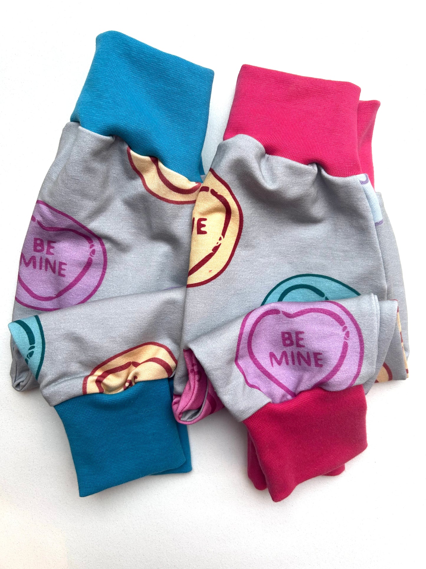 Love Hearts Jersey Baby & Toddler Harem Pants Pink Cuffs