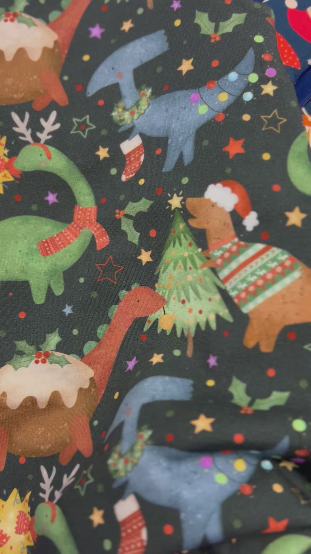 Load and play video in Gallery viewer, Pre Order - Charcoal Christmas Dino's Baby & Toddler Jersey Romper - due in mid November