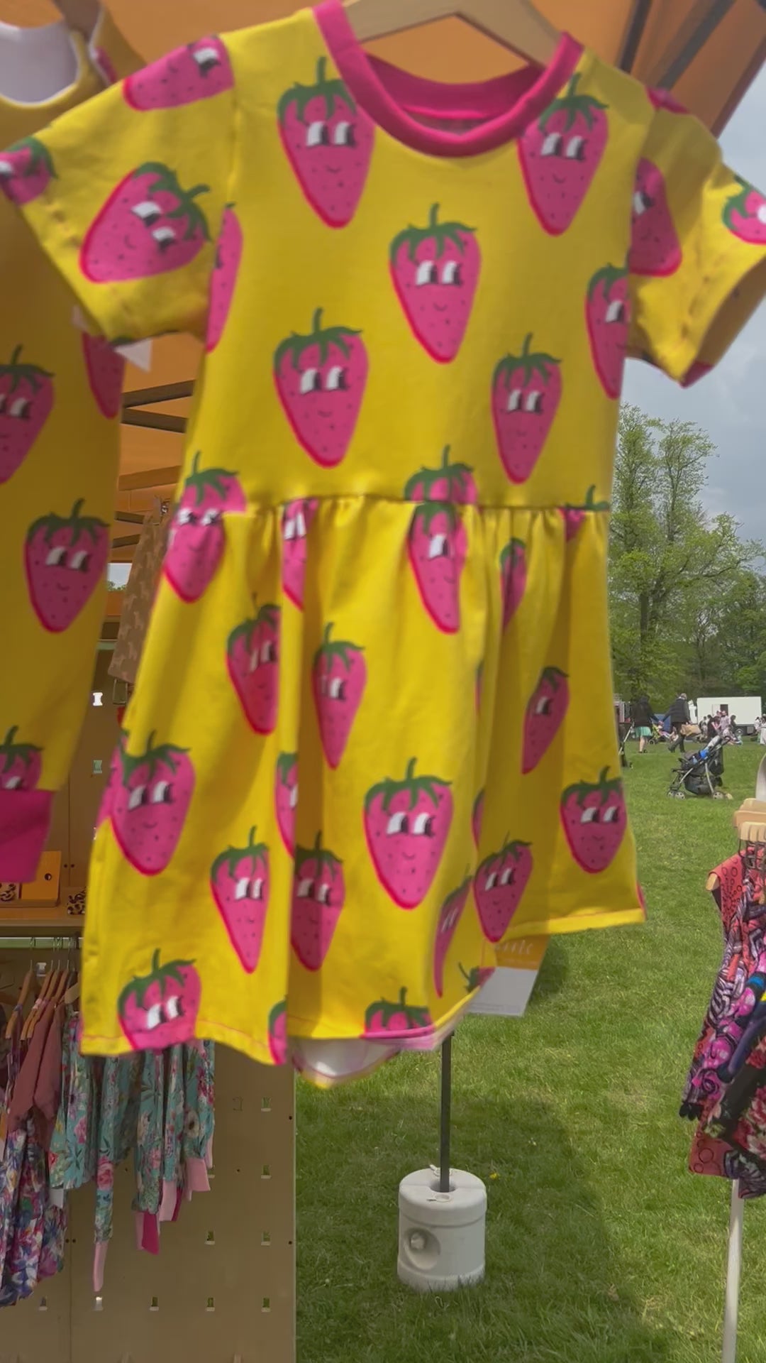 Load and play video in Gallery viewer, Strawberry Short Sleeve Baby & Toddler Jersey Dress