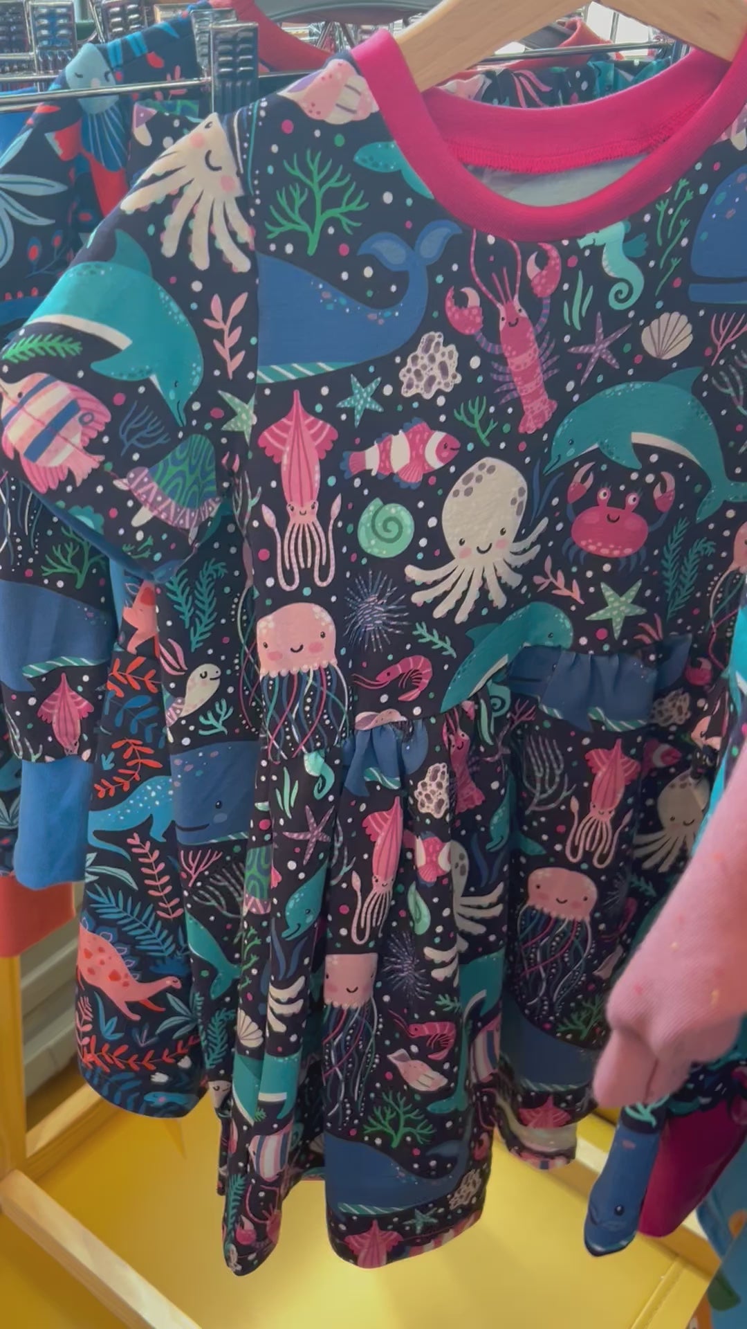 Load and play video in Gallery viewer, Under The Sea Short Sleeve Baby & Toddler Jersey Dress