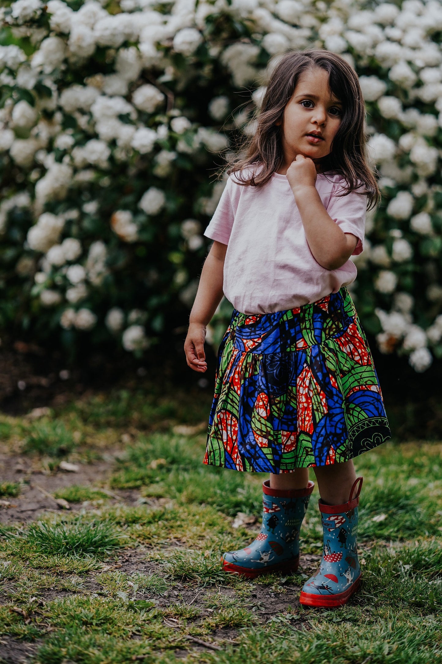 Floral Swirls African Wax Print Toddler & Children's Skirt