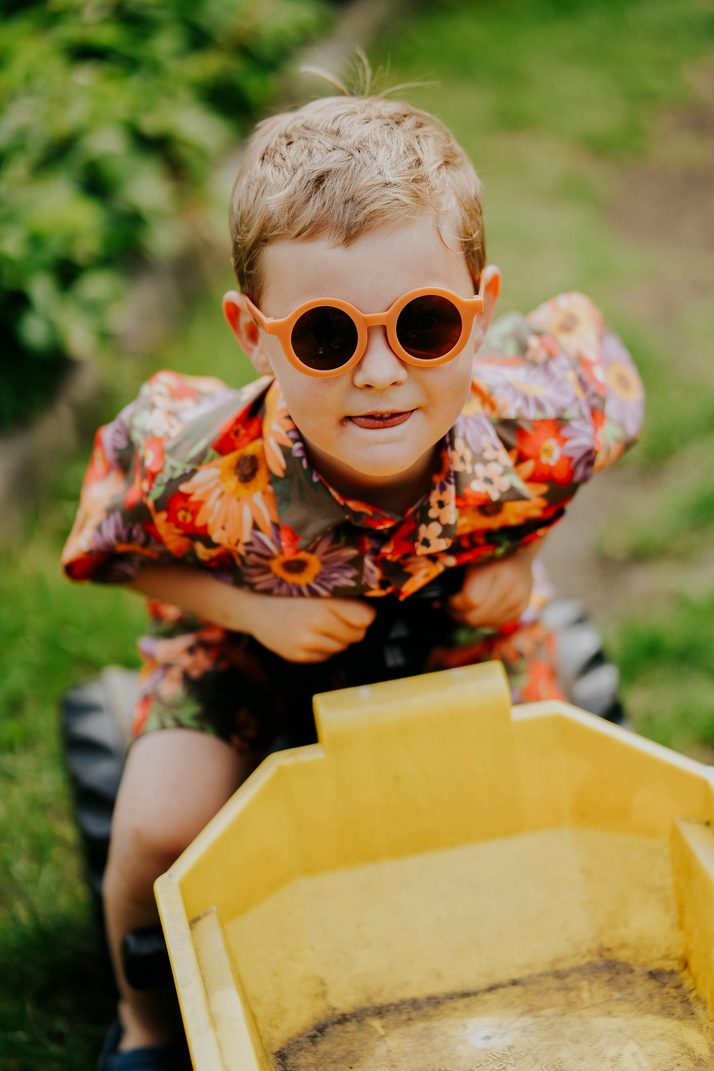 Orange Floral Print Baby & Children's Shirt