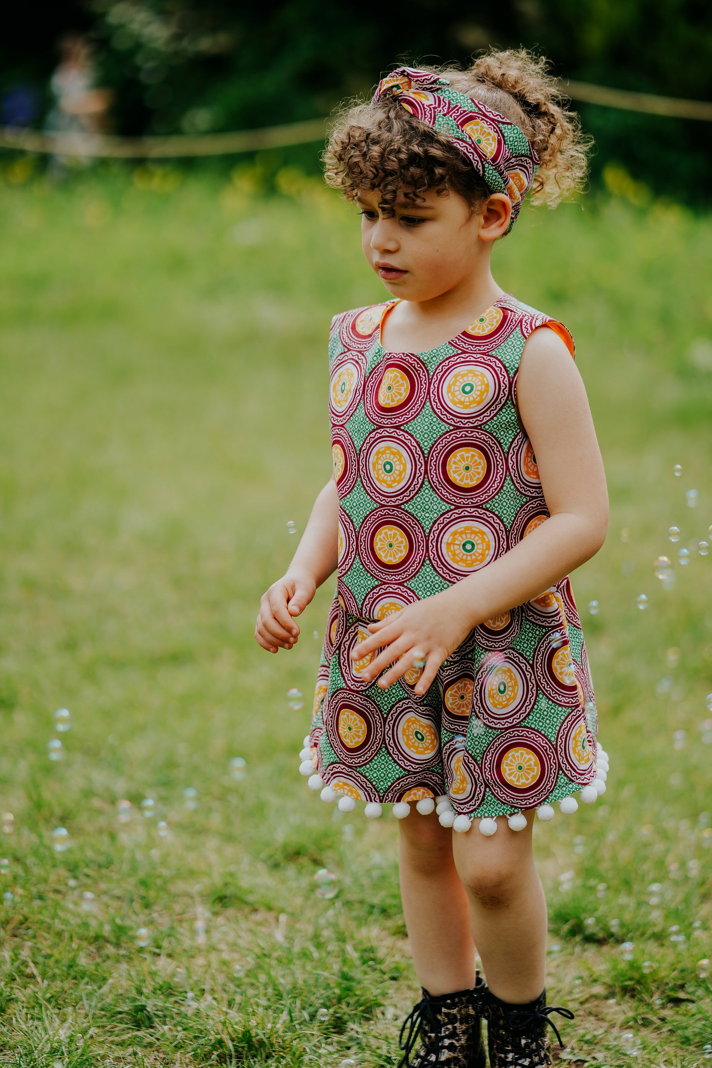Circles African Print Woven Shorts & Top two piece coord set