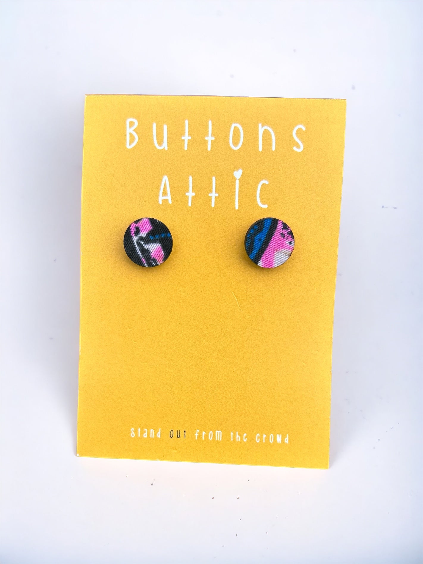 Pink Neon Sunsets Print Zero Waste Mini Stud Earrings