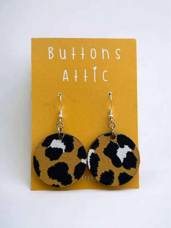 Leopard Print Zero Waste Large Single Drop Hook Earrings