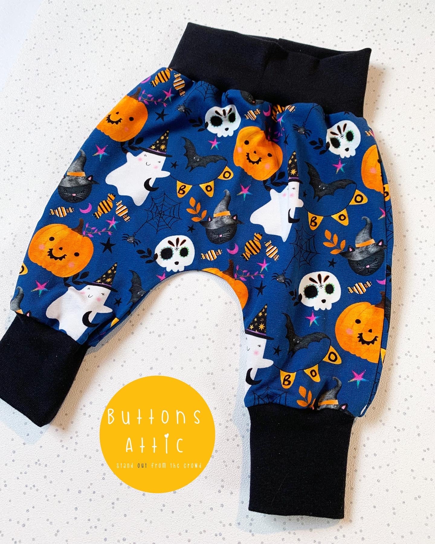 Blue ‘BOO’ Halloween Baby & Toddler Jersey Harem Pants