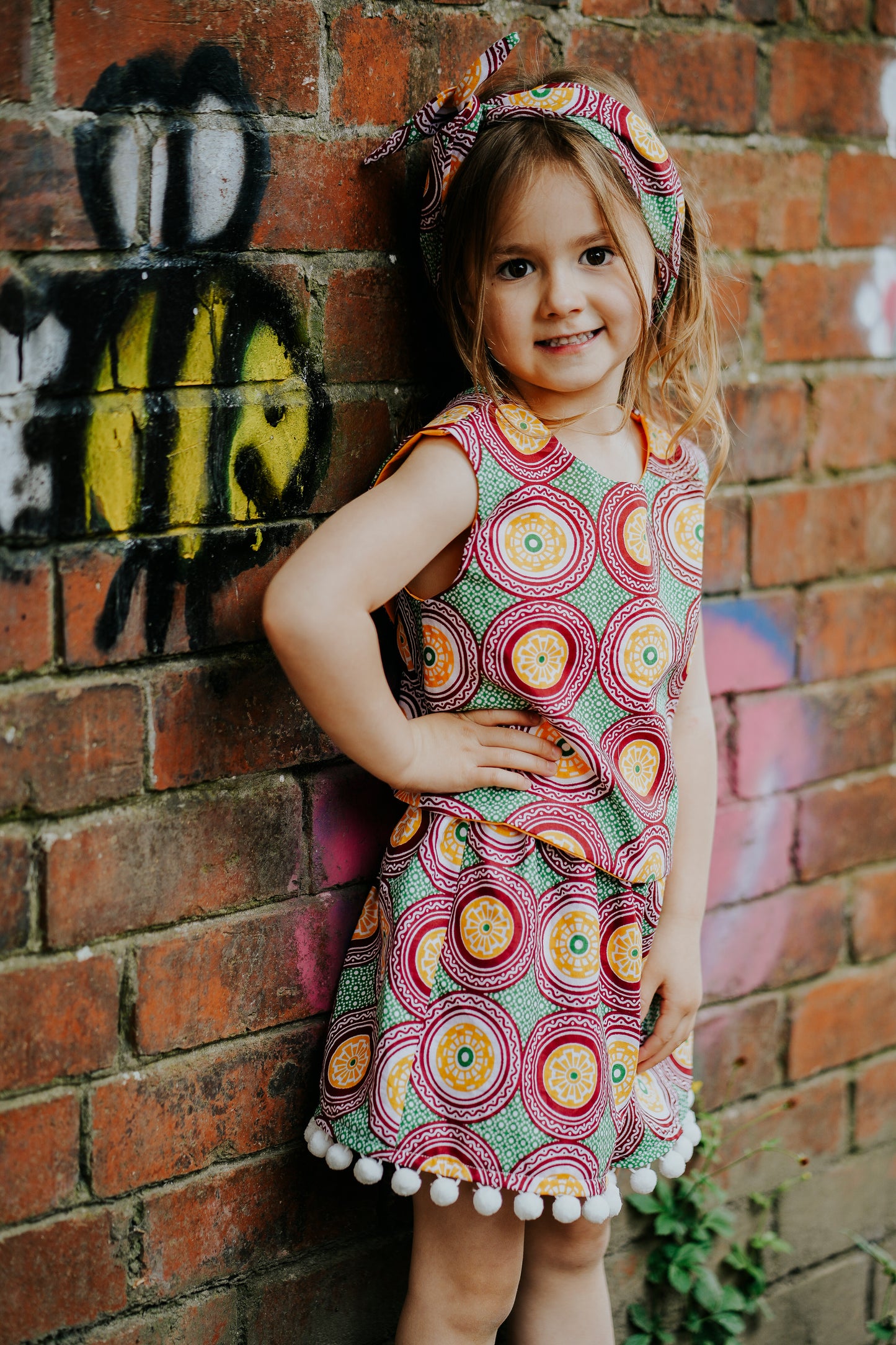 Circles African Print Woven Shorts & Top two piece coord set