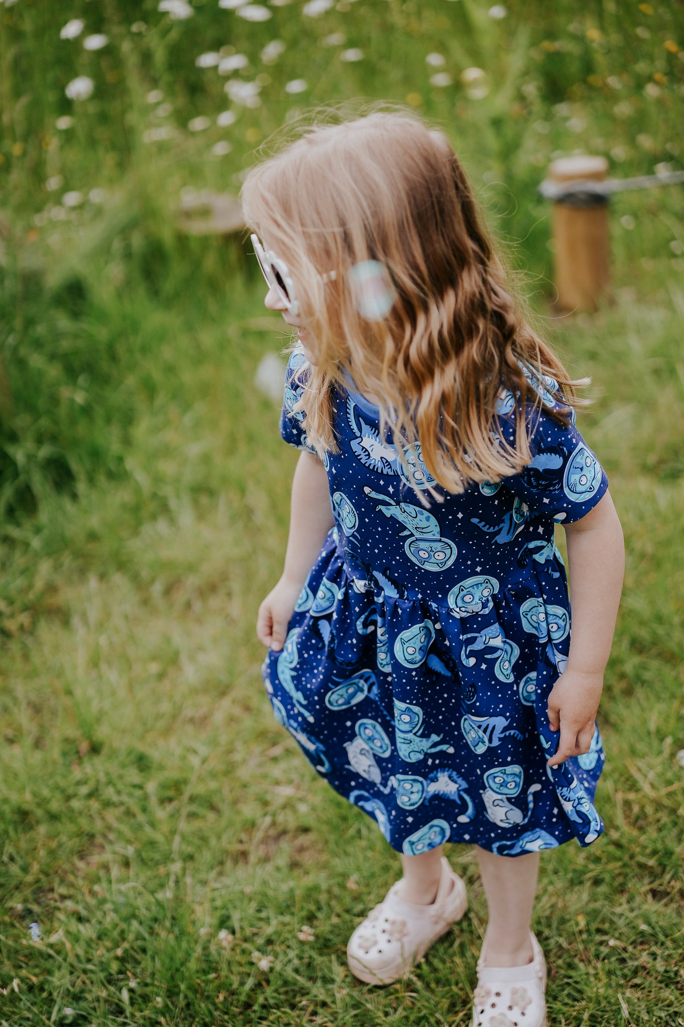 Space Cats Short Sleeve Baby & Toddler Jersey Dress