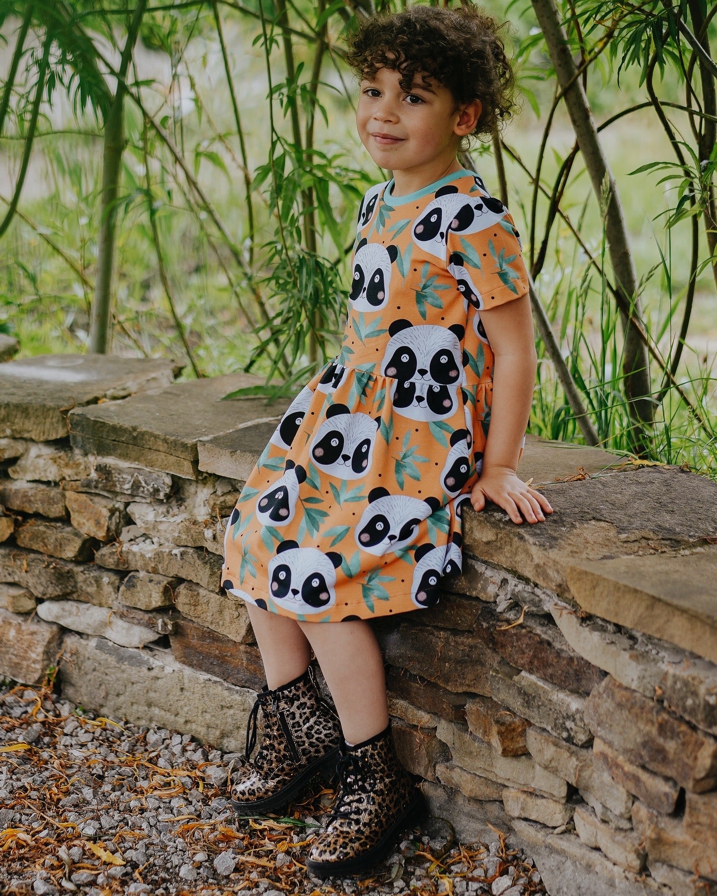 Pandas Short Sleeve Baby & Toddler Jersey Dress