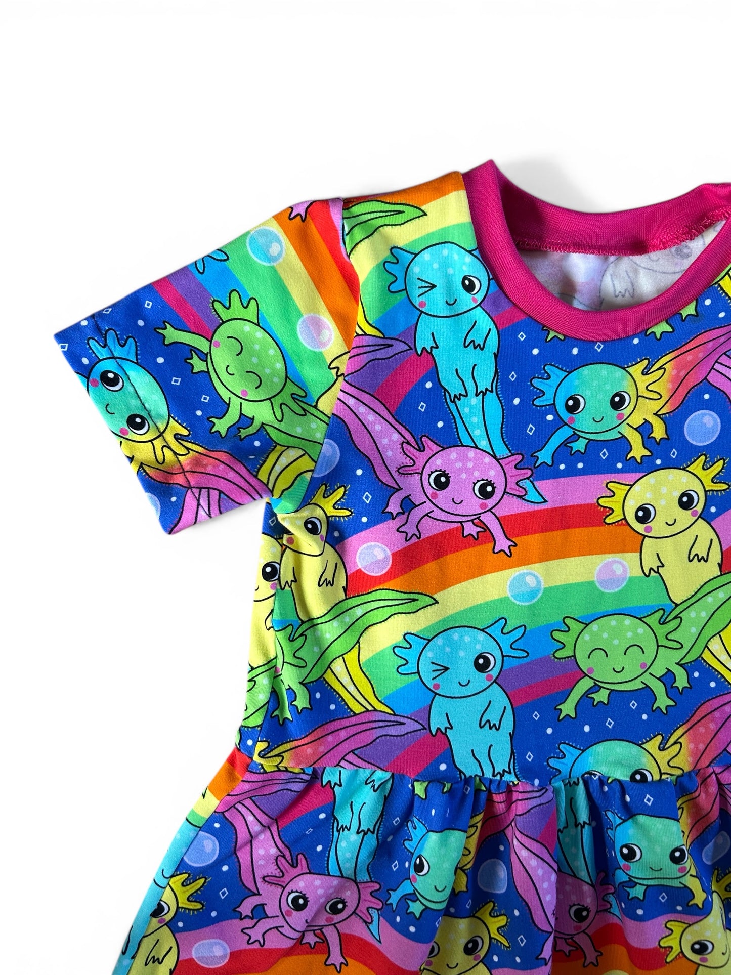 Axolotl Rainbow Short Sleeve Baby & Toddler Jersey Dress