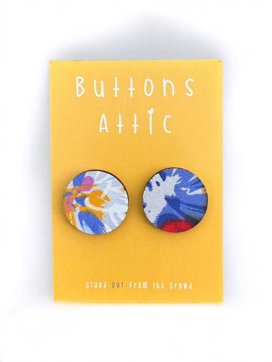 Floral Print Zero Waste Large Stud Earrings