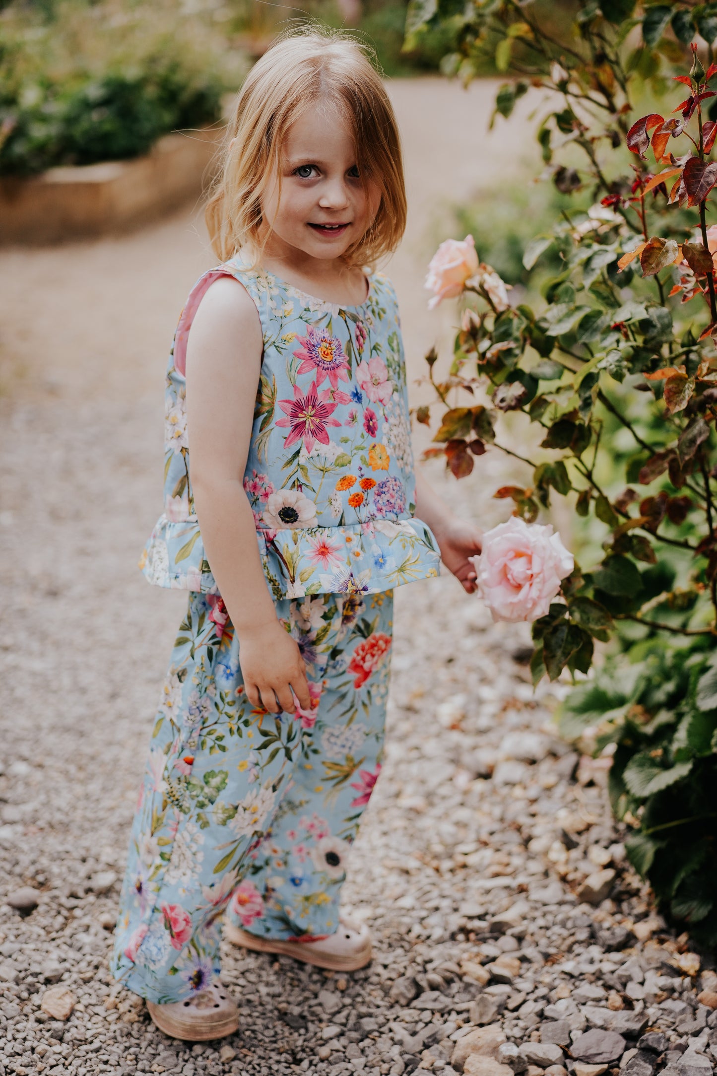 Blue Floral Trouser & Top two piece coord set