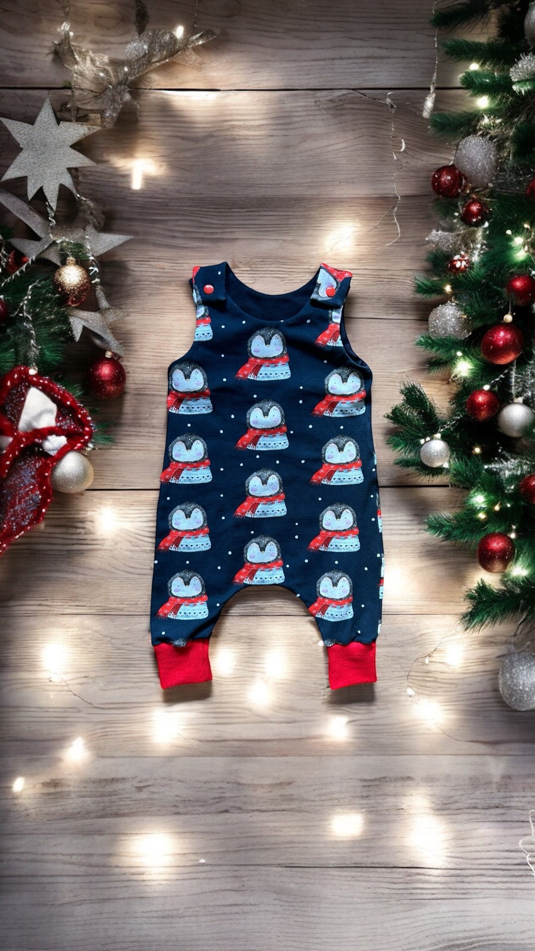 Christmas Penguins Baby Toddler Jersey Romper