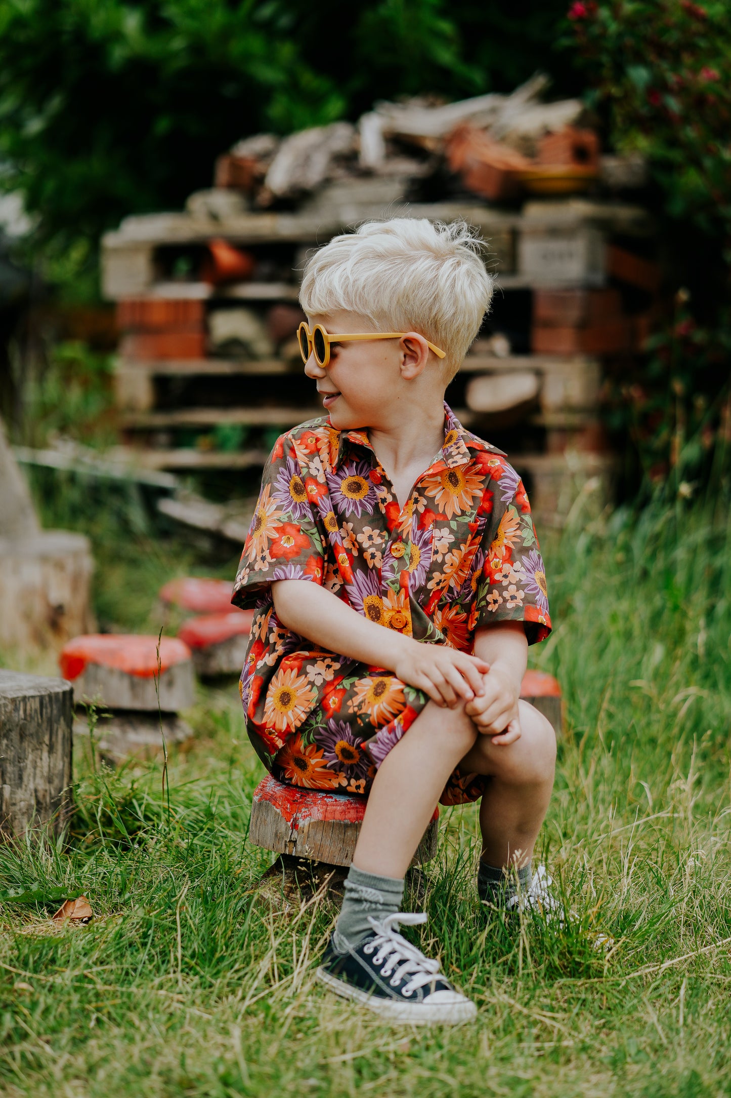 Orange Floral Print Baby & Children's Shirt