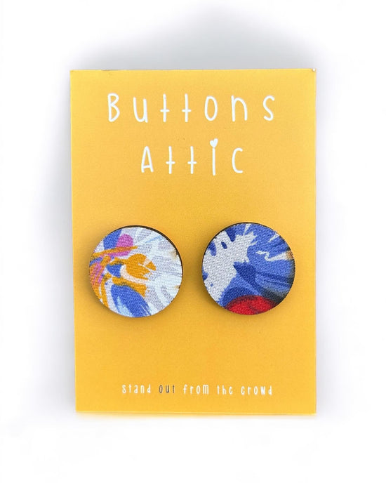 Floral Print Zero Waste Large Stud Earrings