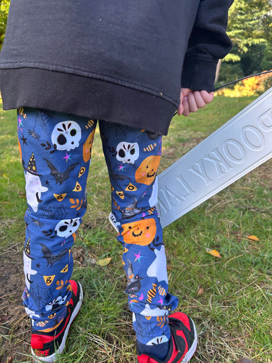 Blue 'BOO' Halloween Toddler & Children's Jersey Leggings