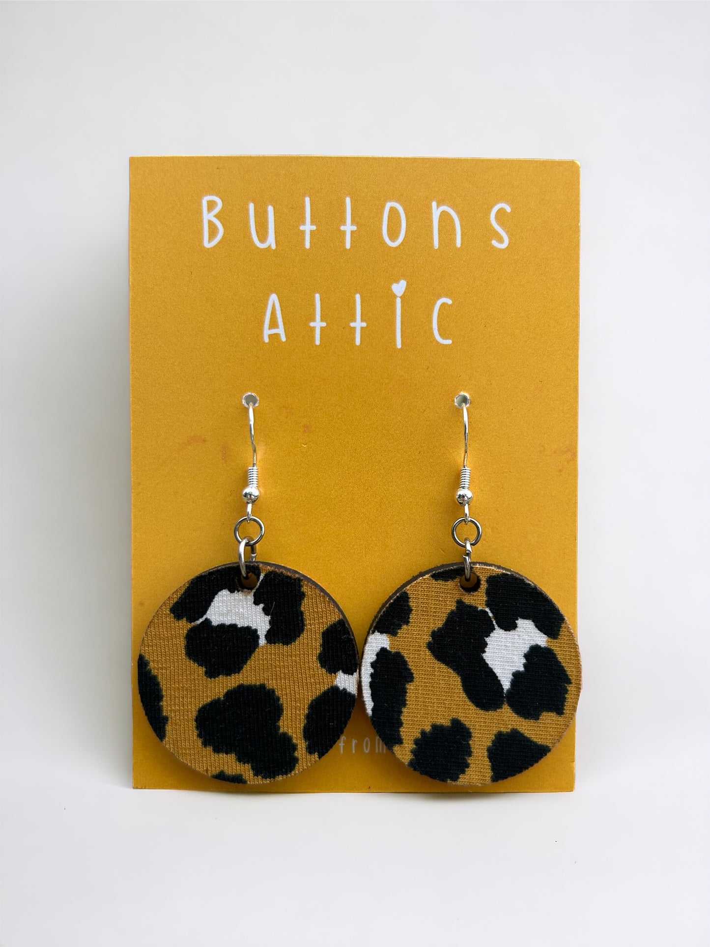 Leopard Print Zero Waste Large Single Drop Hook Earrings