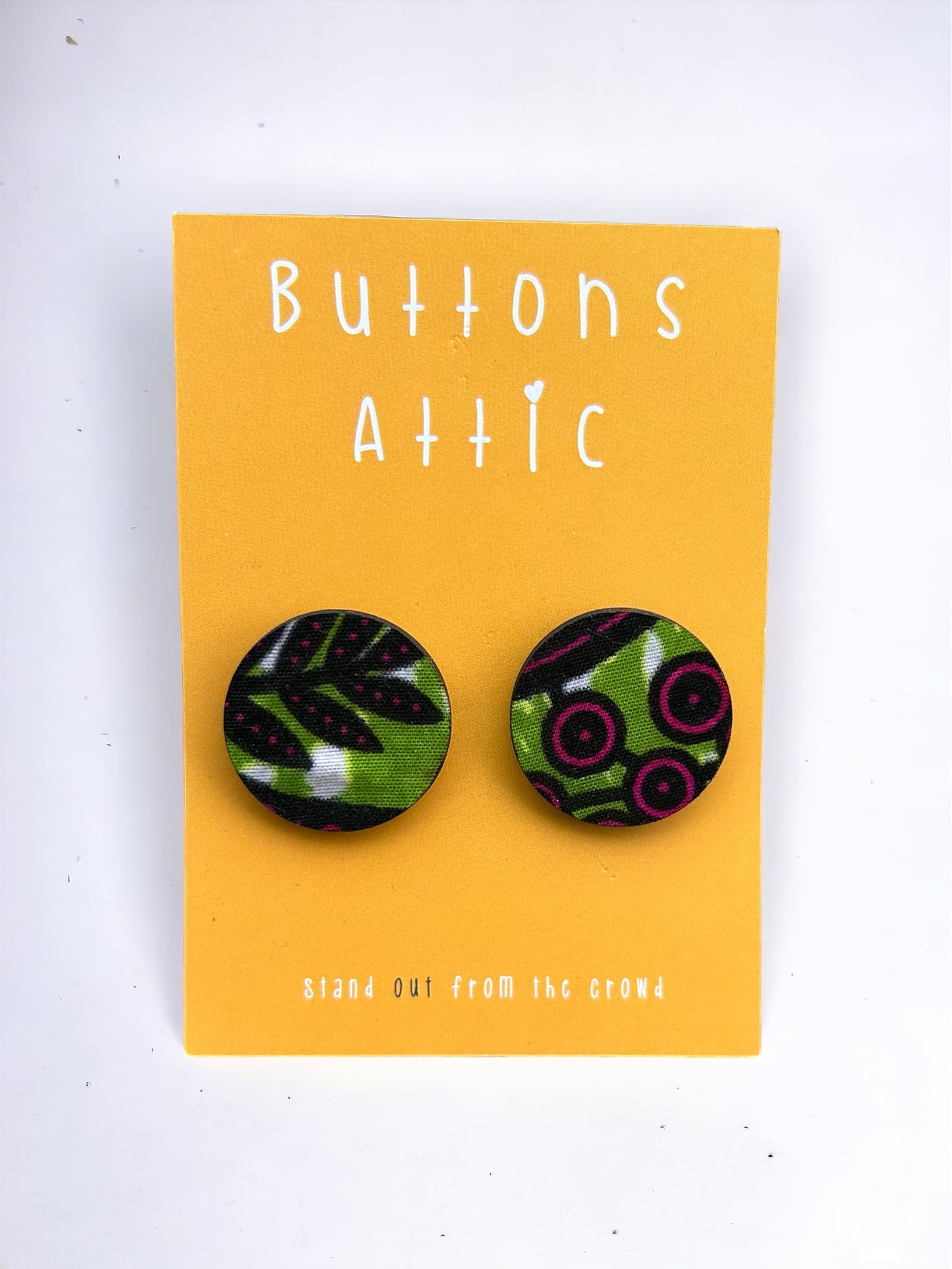 Green Jungle Fever Print Zero Waste Large Stud Earrings