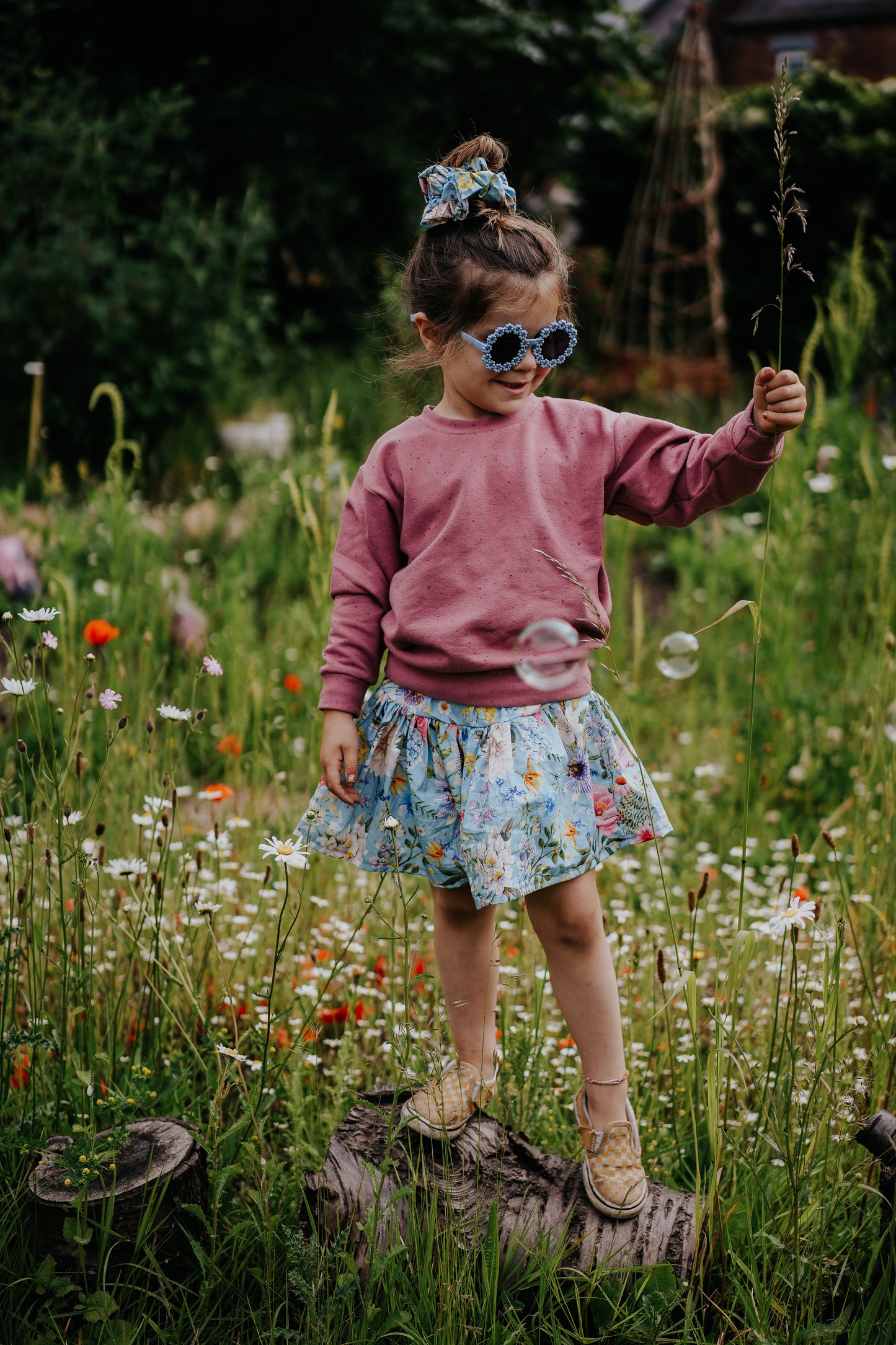 Blue Floral Toddler & Children's Skirt