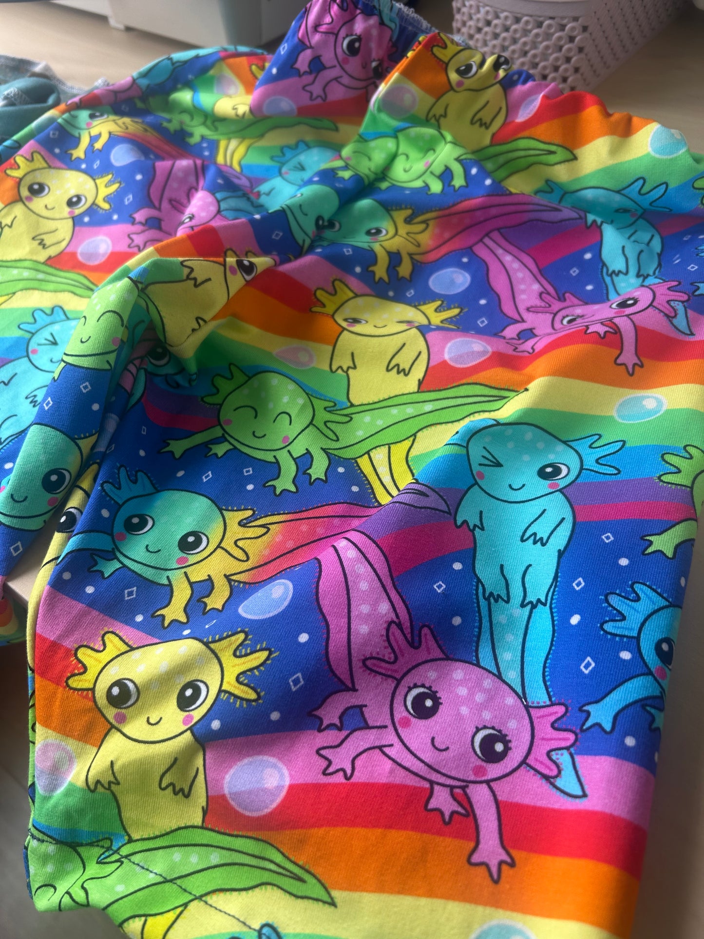 **Pre Order - back in stock mid June** 
Axelotl Rainbow Jersey Baby & Toddler Harem Pants