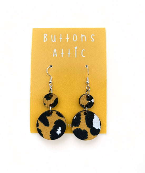 Leopard Print Zero Waste Double Drop Hook Earrings