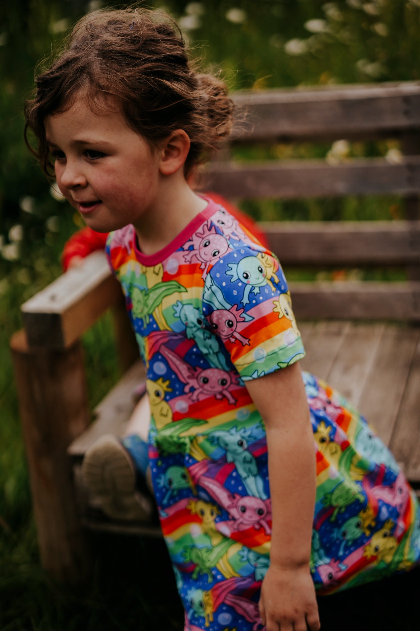Axolotl Rainbow Short Sleeve Baby & Toddler Jersey Dress