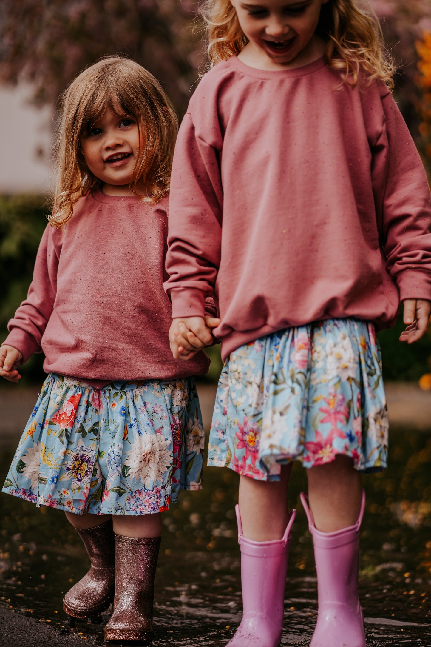 Blue Floral Pink Toddler & Children's Skirt