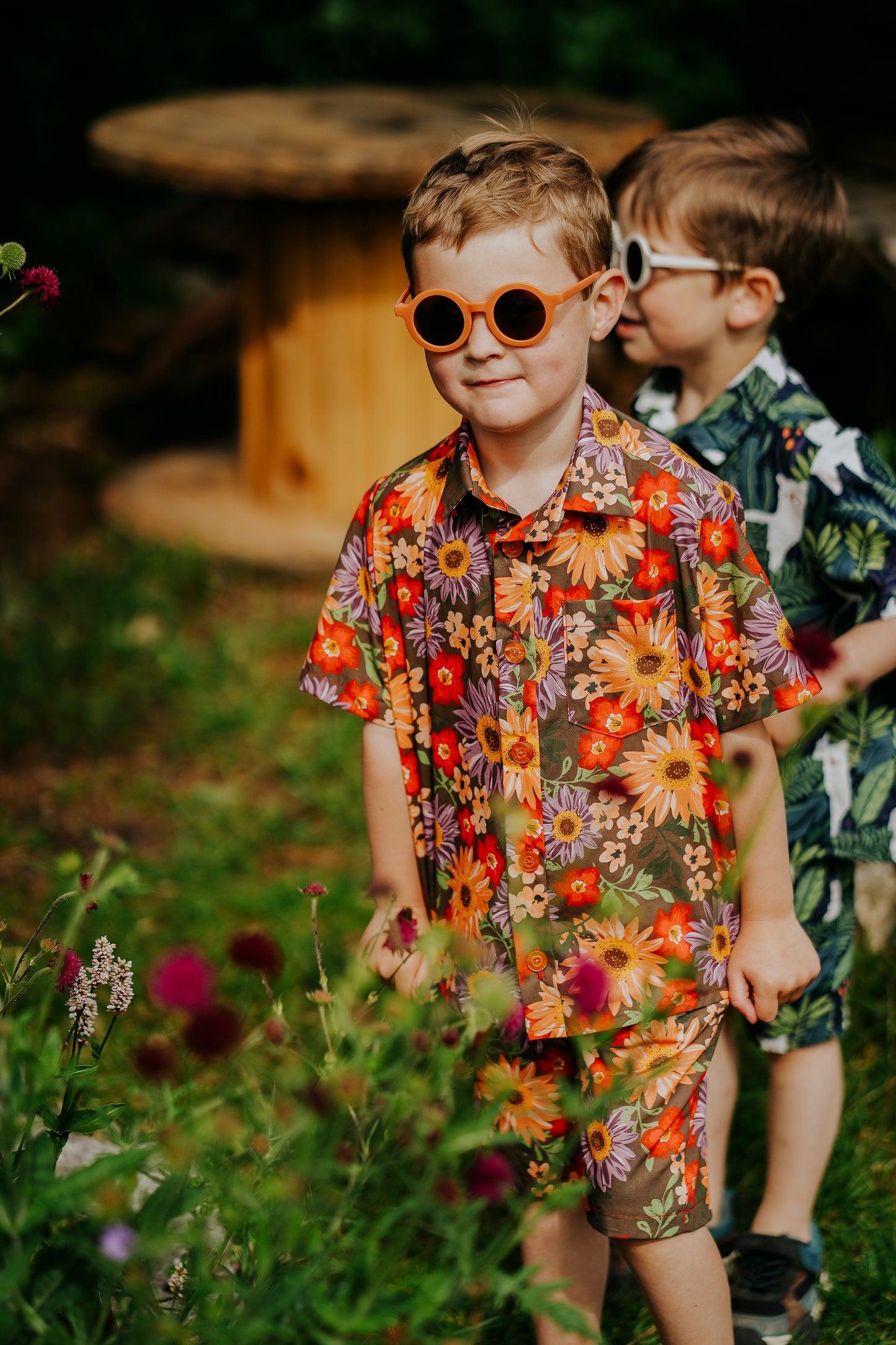 Orange Floral Print Baby & Children's Shirt