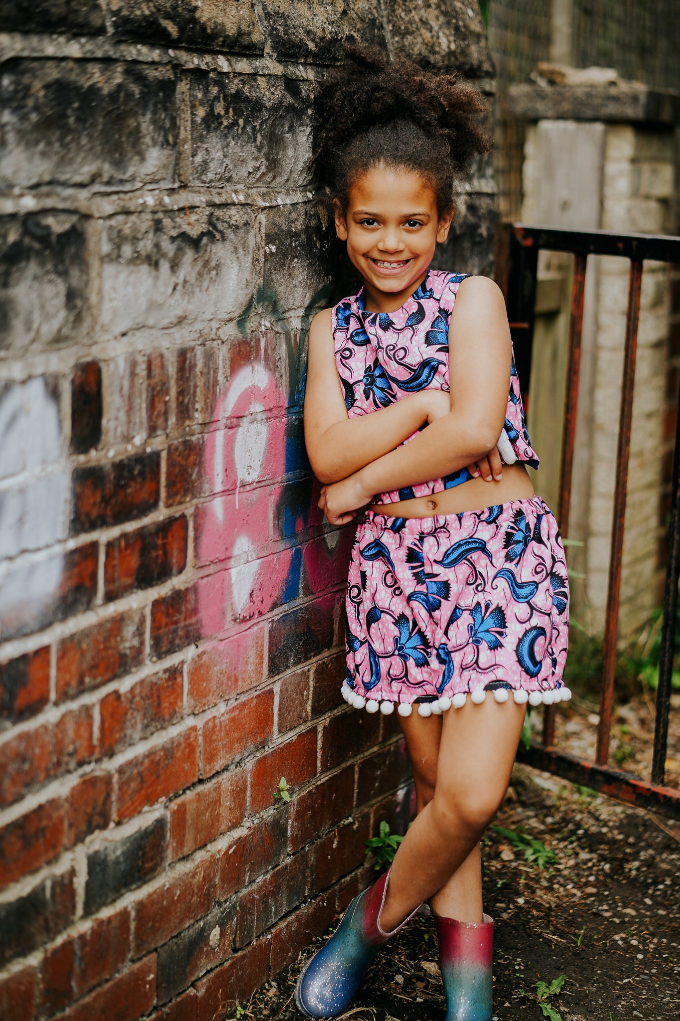 Neon Sunsets African Print Woven Shorts & Top two piece coord set