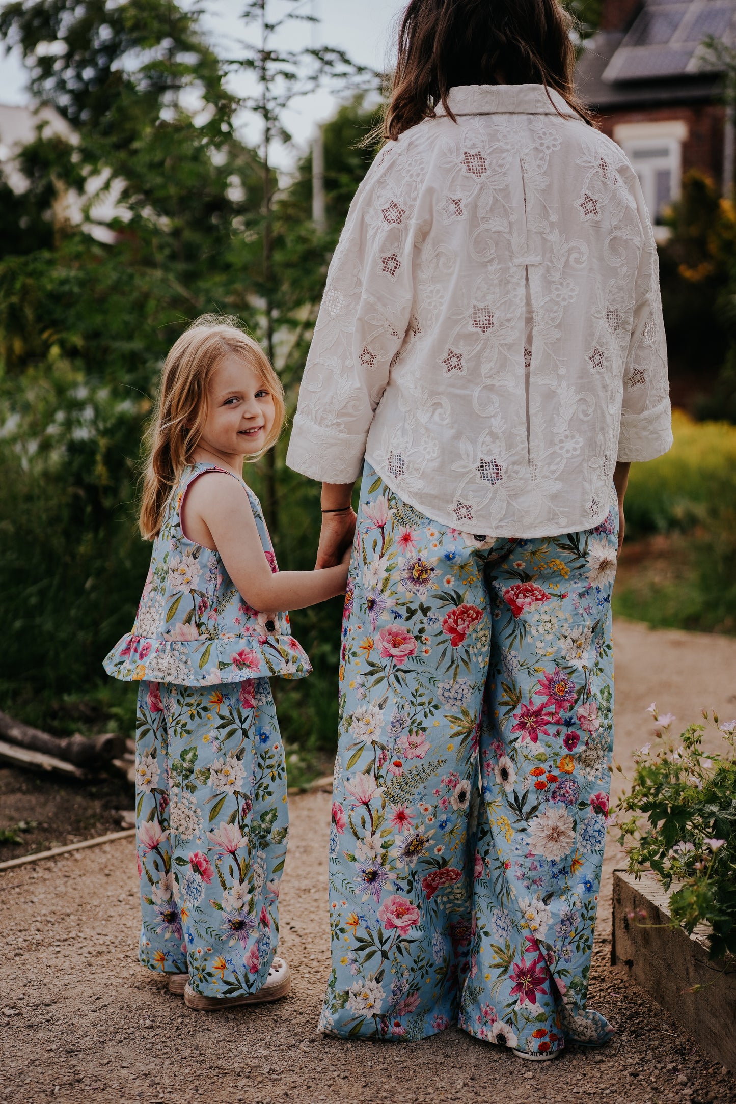 Blue Floral Trouser & Top two piece coord set