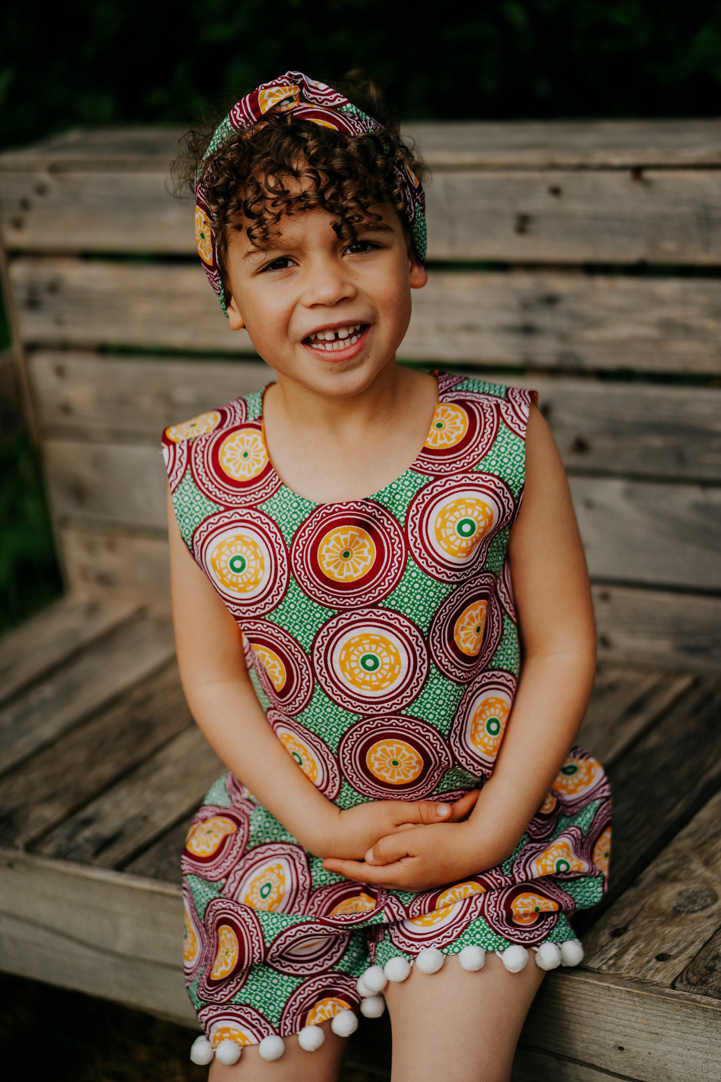 Circles African Print Woven Shorts & Top two piece coord set