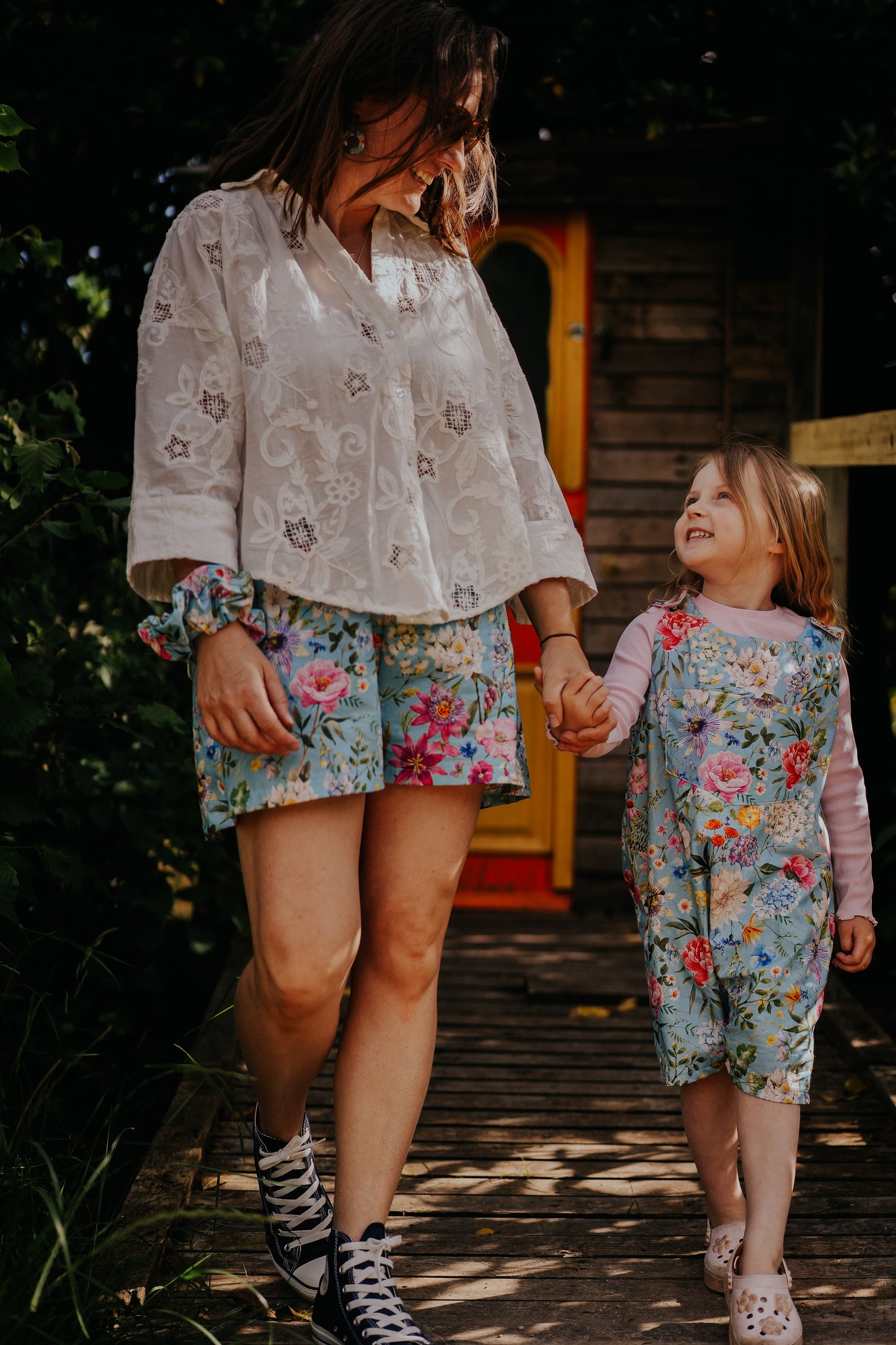 Light Blue Floral Women's Shorts - Made to Order