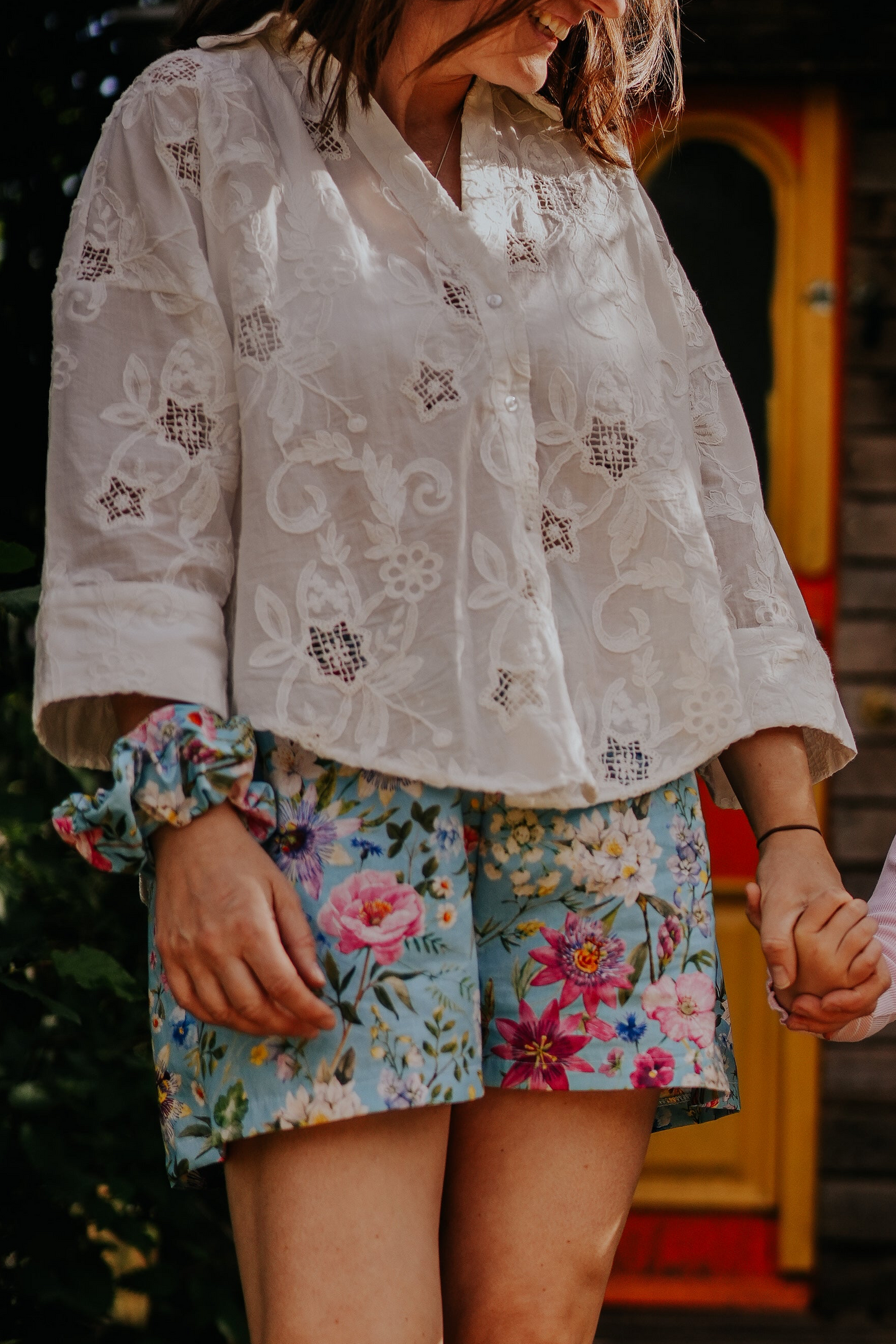 Light Blue Floral Women's Shorts - Made to Order