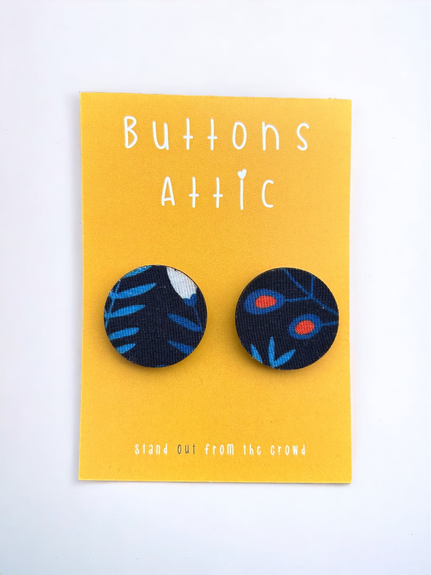 Fauna Floral Navy Print Zero Waste Large Stud Earrings