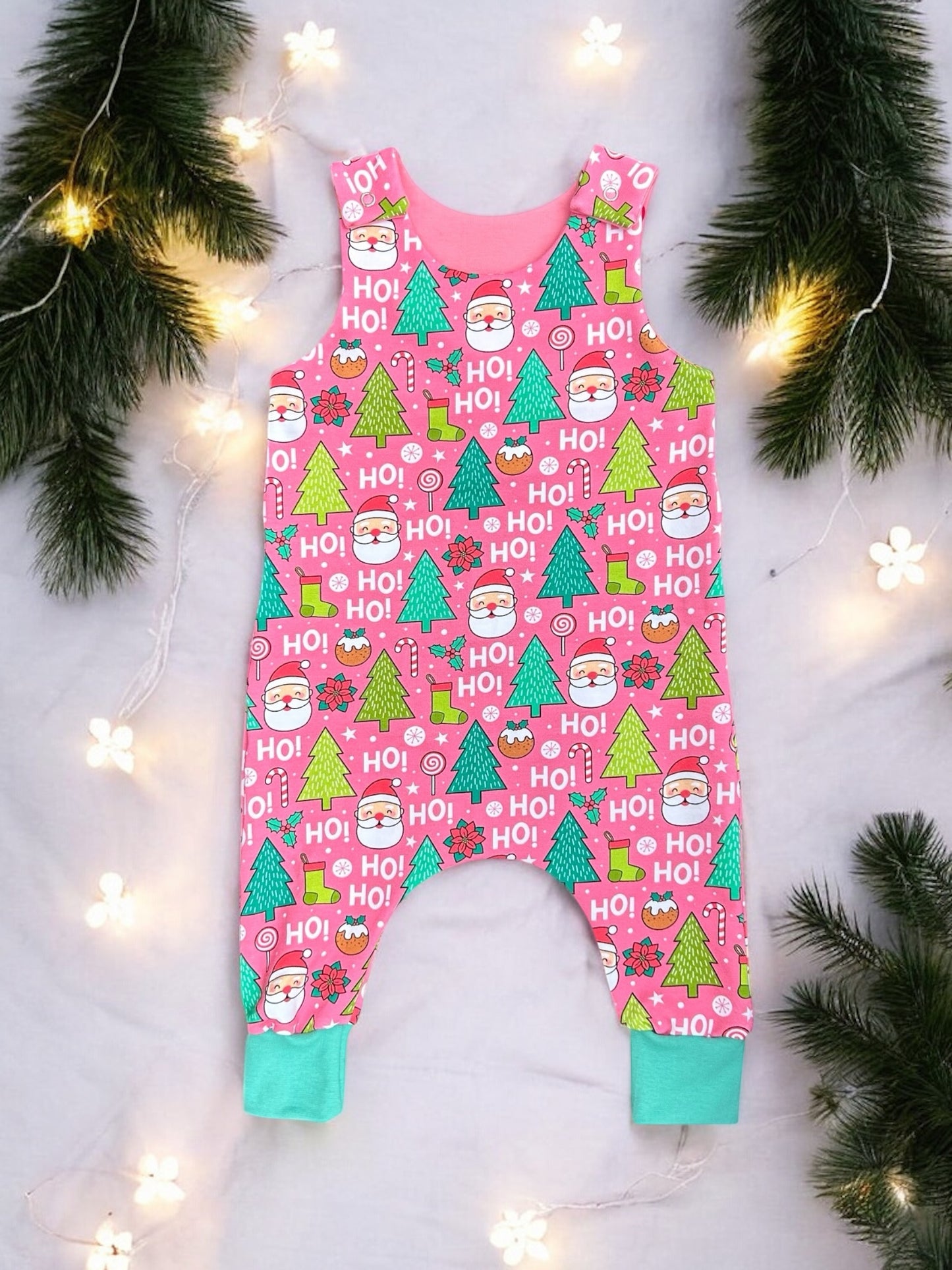 Pink Ho Ho Ho Christmas Baby & Toddler Jersey Romper